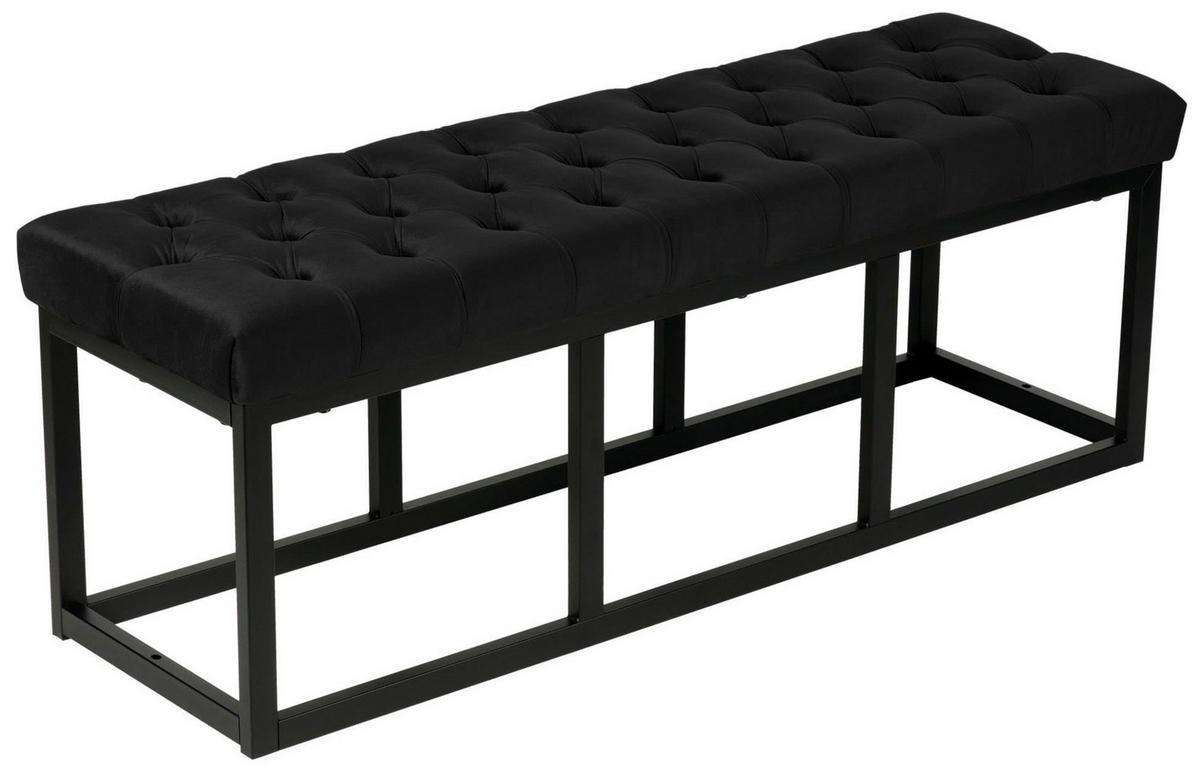 SITZBANK Polly Samt Schwarz 120 cm schwarz - Schwarz, Metall (120/42/37cm) - TPFLiving