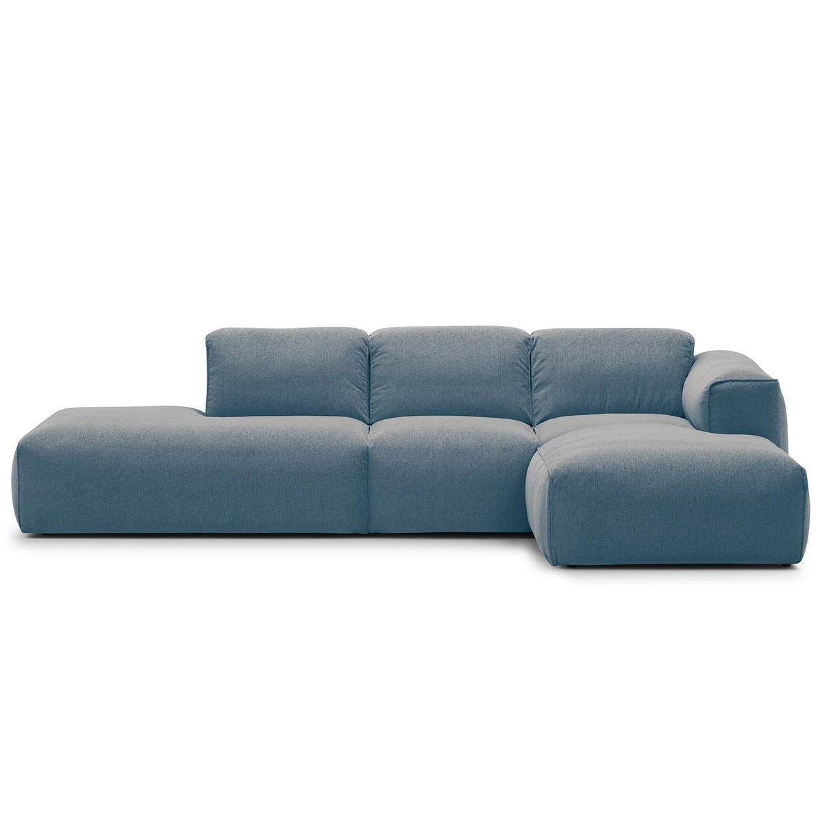 ECKSOFA mit Chaiselongue - Blaugrau/Schwarz, Kunststoff/Textil (290/173cm) - home24