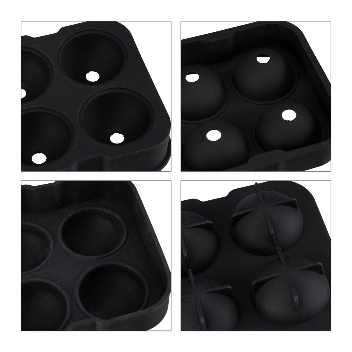 EISKUGELFORM - Schwarz, Kunststoff (18/5/13cm) - Relaxdays