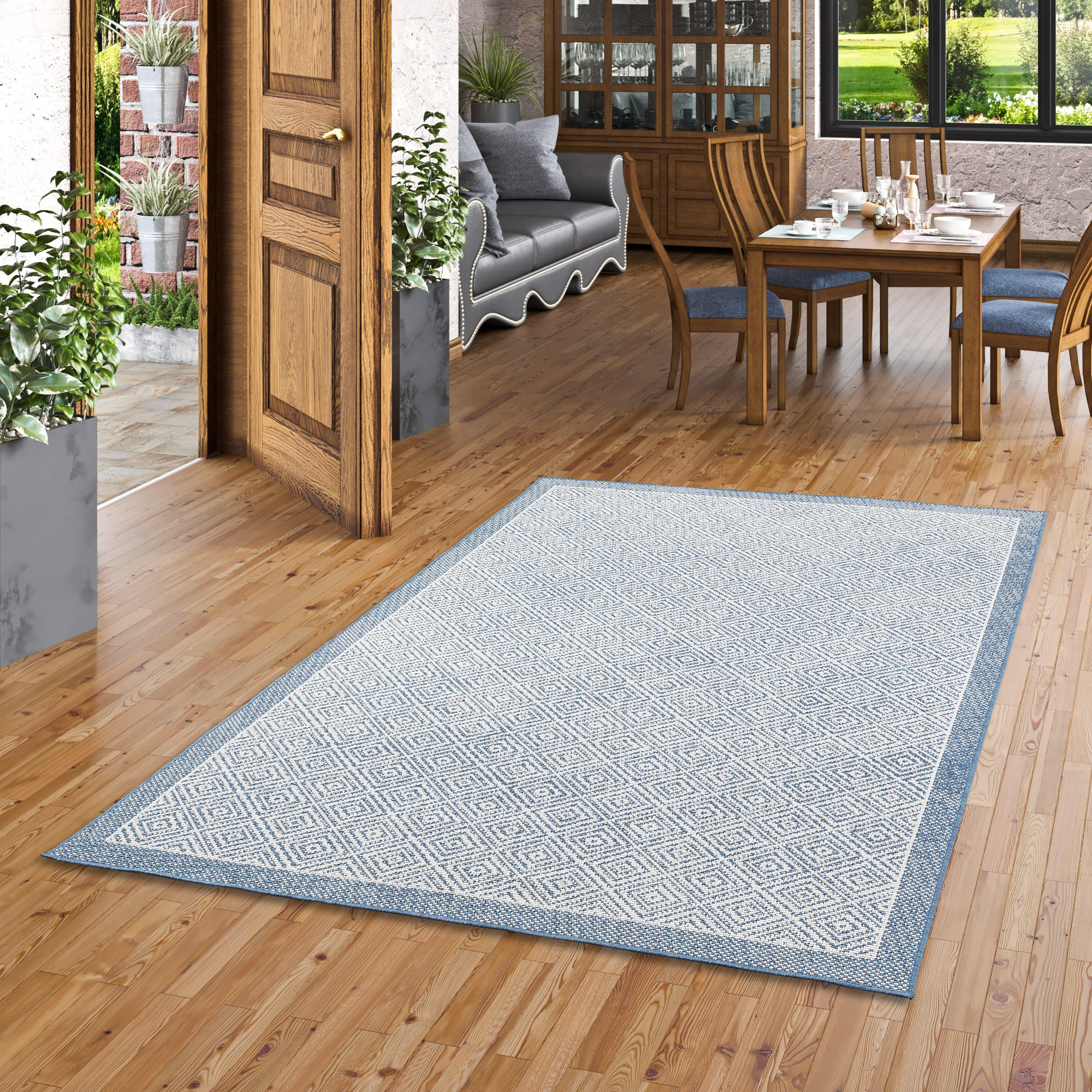 IN & OUTDOOR TEPPICH HAMPTON MELIERT - Blau, Textil (120/170cm) - Pergamon