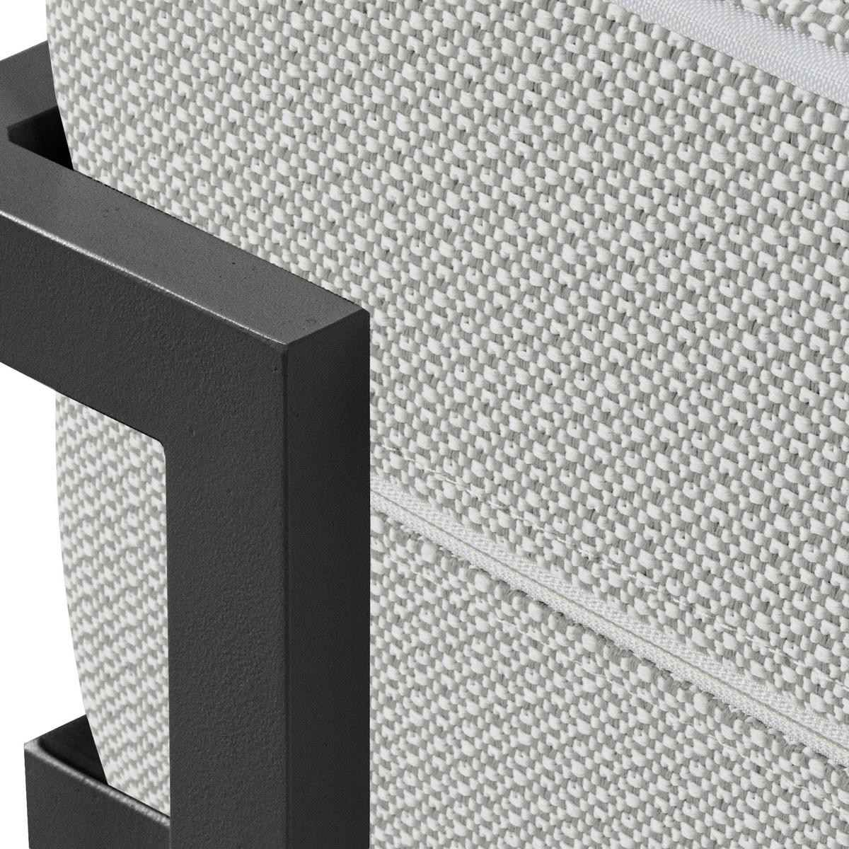 GARTENLOUNGE-HOCKER TRIGLO auf Metallfüßen, Modern, Dunkelgrau - Dunkelgrau/Weiß, Textil/Metall (69/44/54cm) - KONSIMO®