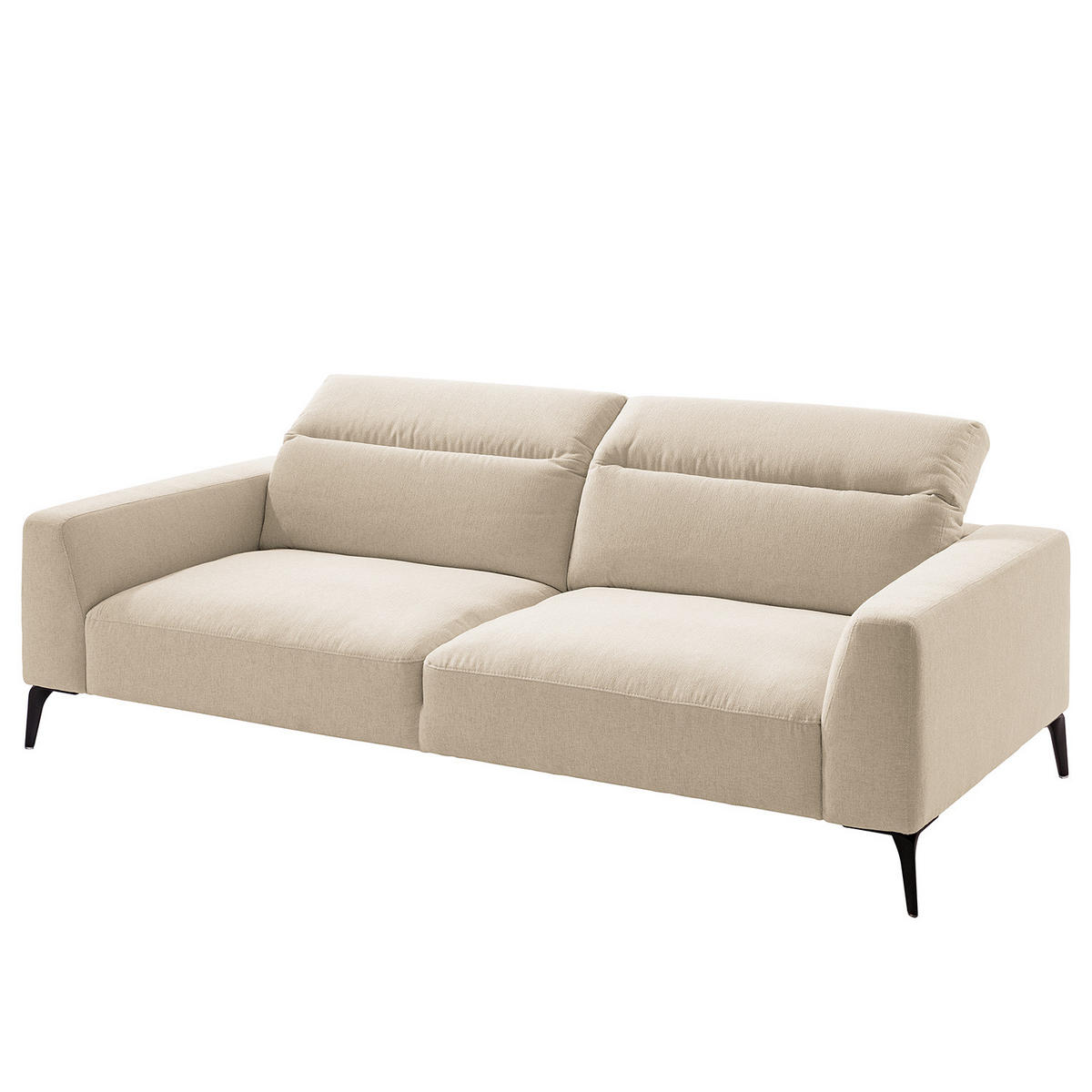 3-SITZER SOFA - Beige/Schwarz, Textil/Metall (233/73/107cm) - home24