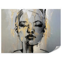 FOTOTAPETE für Wohnzimmer Frau Abstraktes Porträt Beton Modern Gold 200x140 - Gelb/Goldfarben, Papier (200/140cm) - Muralo