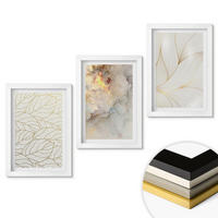 WANDBILDER 3er-Set - 20x30 cm Weißer Rahmen - Blättermuster Marmor abstrakt - Weiß, Kunststoff (20/30cm) - ArtPrintCave
