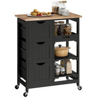 KÜCHENWAGEN, Beistellwagen 67 x 37 x 85,5 cm mit 3 Schubladen, Schwarz - Multicolor, Metall (67/85.5/37cm) - FORIOUS