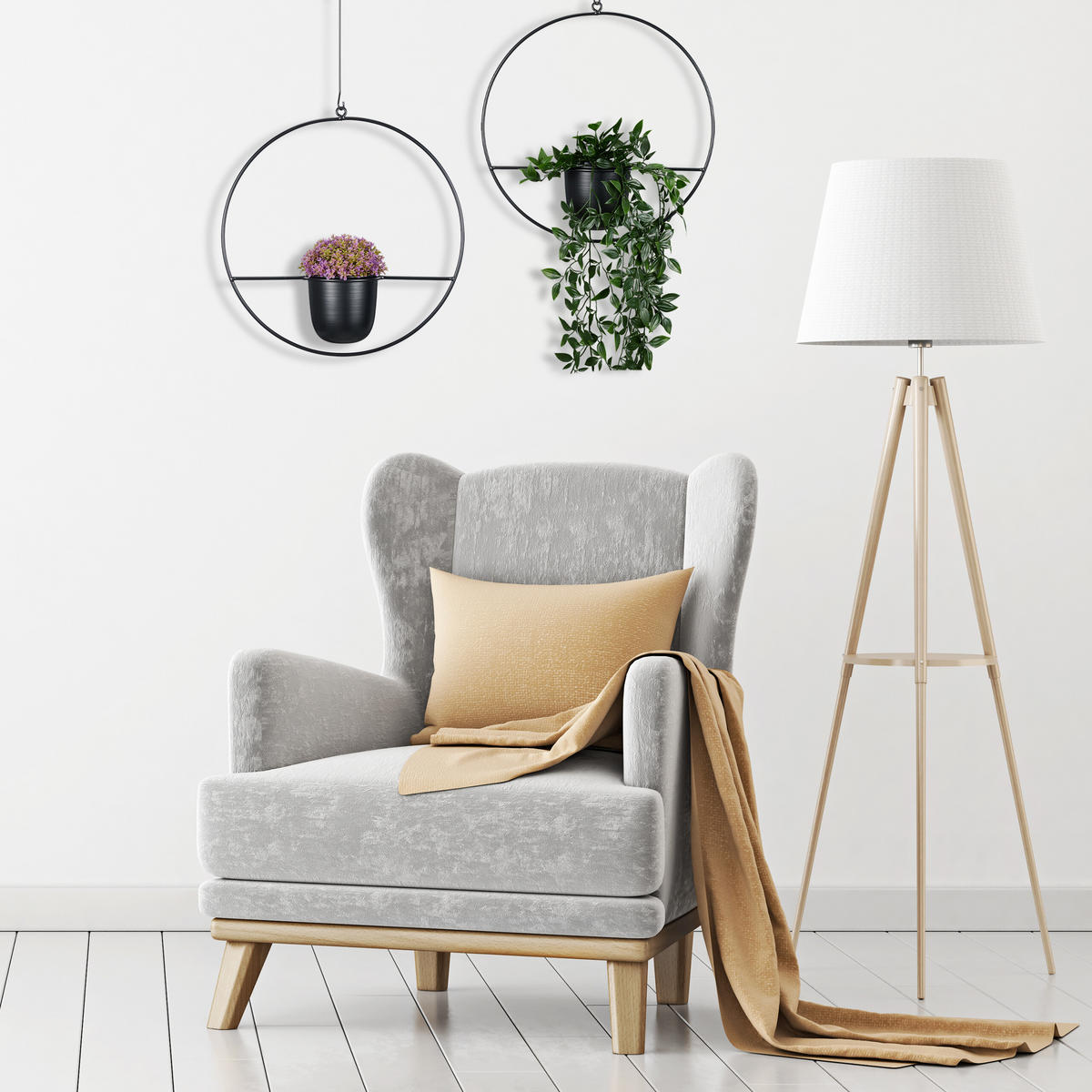 2XBLUMENAMPEL - Schwarz, Kunststoff/Metall (66cm) - Relaxdays