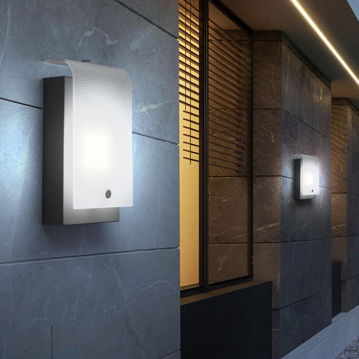 LED AUSSEN-WANDLEUCHTE Stahl Silber - Silberfarben, Glas (7/22.5/12cm)