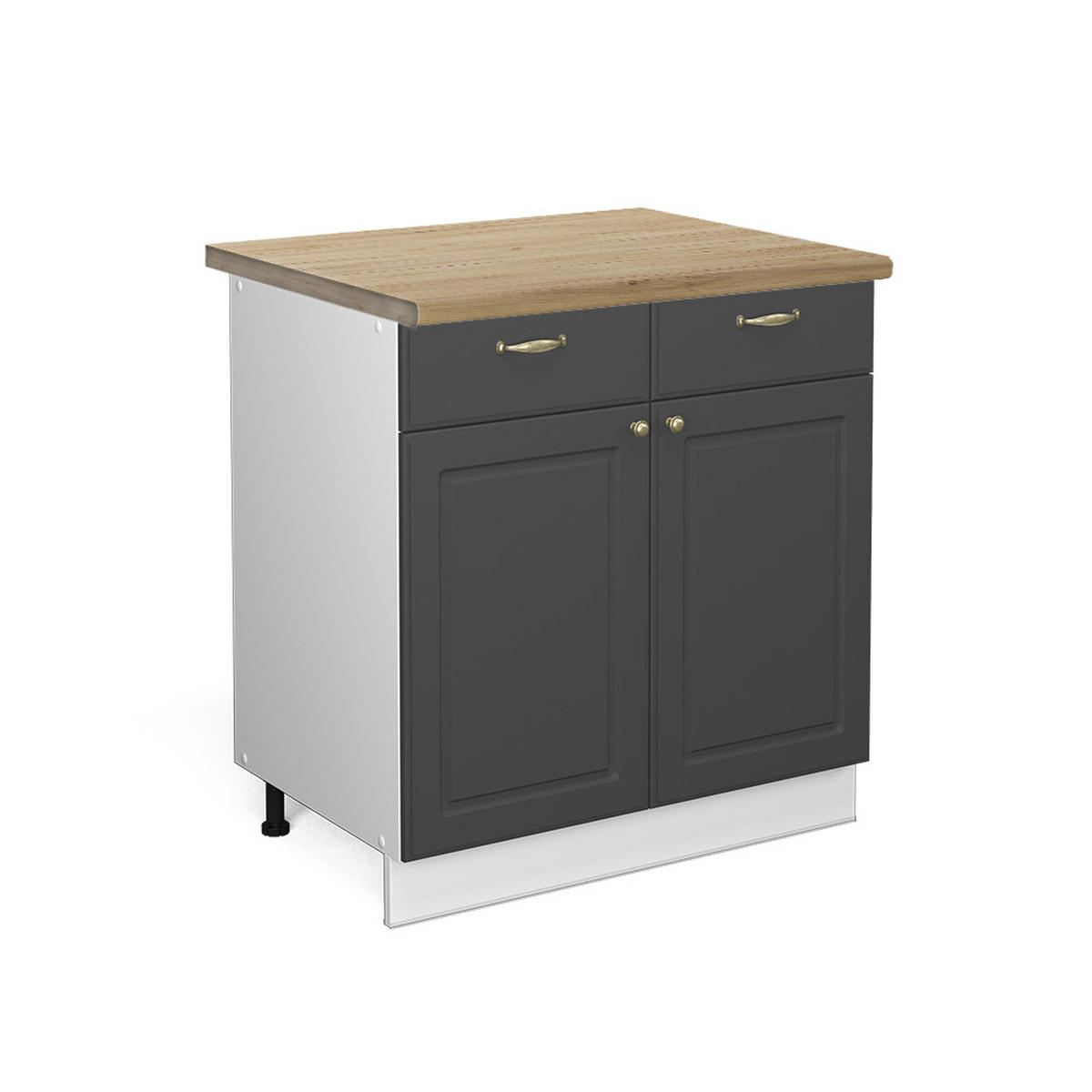 KÜCHENUNTERSCHRANK Fame-Line Anthrazit-Gold 80 cm, AP Eiche - Anthrazit/Weiß, Holzwerkstoff (80/82/60cm) - Vicco