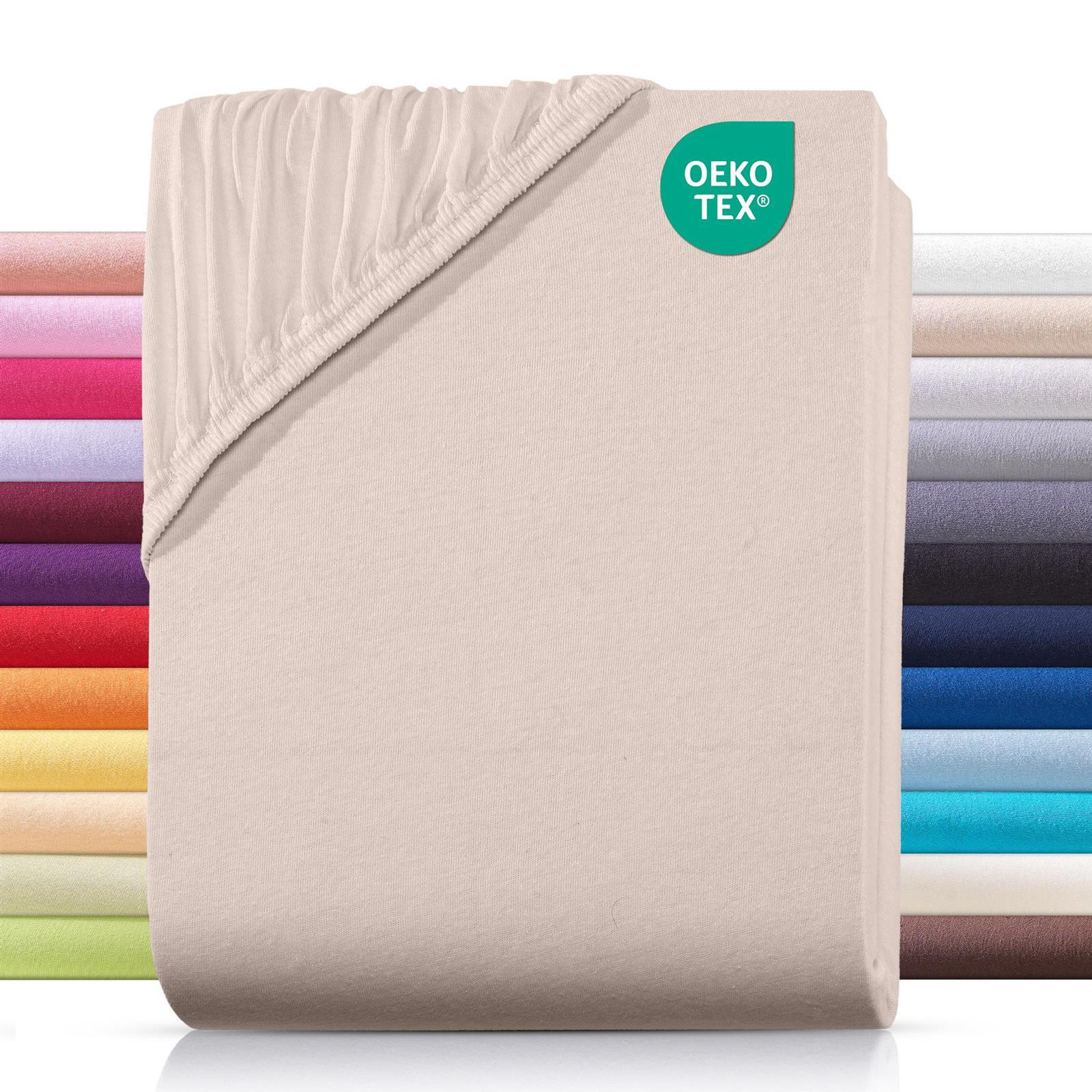 JERSEY-SPANNBETTLAKEN 180x200 cm aus 100% Baumwolle, Bettlaken Beige Uni - Beige, Textil (180/200cm) - Carpe Sonno