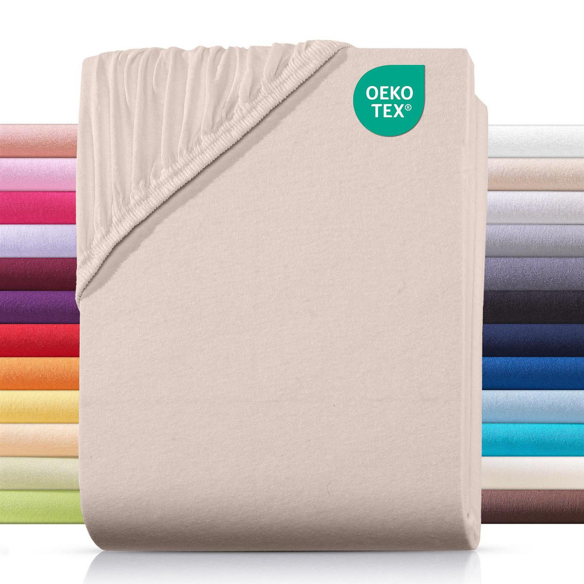 JERSEY-SPANNBETTLAKEN 100x200 cm aus 100% Baumwolle, Bettlaken Beige Uni - Beige, Textil (100/200cm) - Carpe Sonno