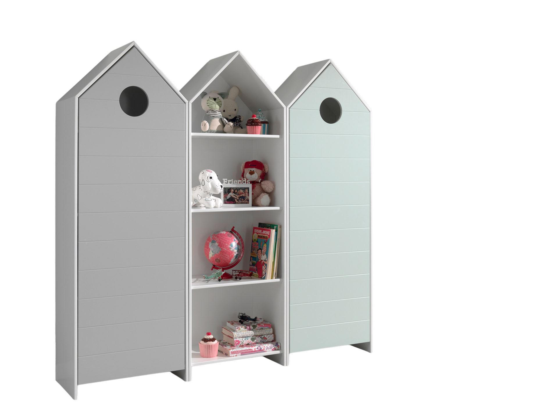 REGALSCHRANK Set Kania mit Standregal MDF+Holzwerkstoff Grau + Grün - Weiß/Grau, Holzwerkstoff (173/171/37cm) - 58aufmkessel