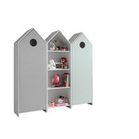 REGALSCHRANK Set Kania mit Standregal MDF+Holzwerkstoff Grau + Grün - Weiß/Grau, Holzwerkstoff (173/171/37cm) - 58aufmkessel