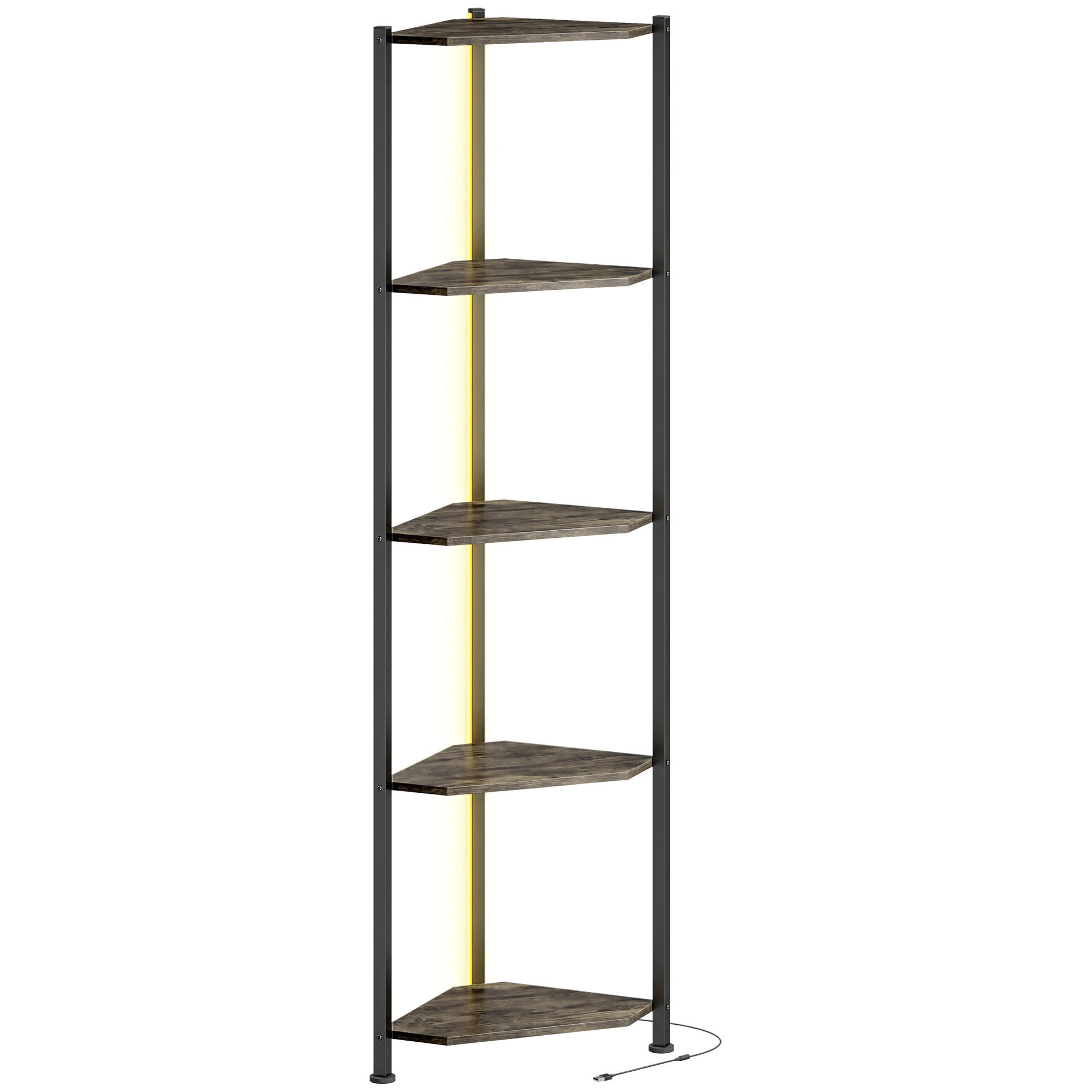 BÜCHERREGAL Spanplatte Stahl Rustikal Braun - Schwarz/Braun, Holzwerkstoff/Metall (32/147/32cm) - HOMCOM