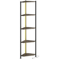 BÜCHERREGAL Spanplatte Stahl Rustikal Braun - Schwarz/Braun, Holzwerkstoff/Metall (32/147/32cm) - HOMCOM