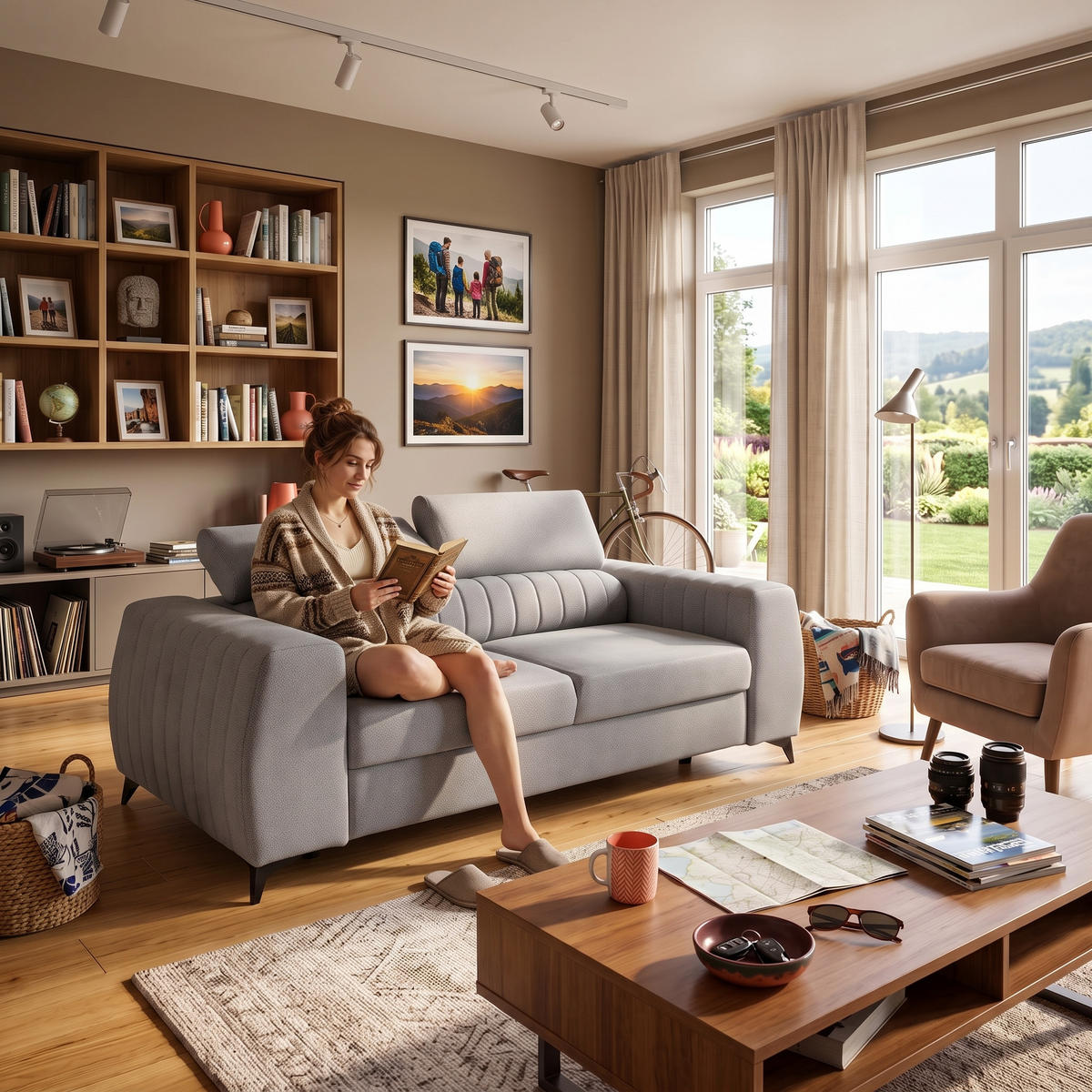 2-SITZER-SOFA PIERO 206 cm Velours Hellgrau - Hellgrau/Schwarz, Holz/Textil (206/95/100cm) - Muffo