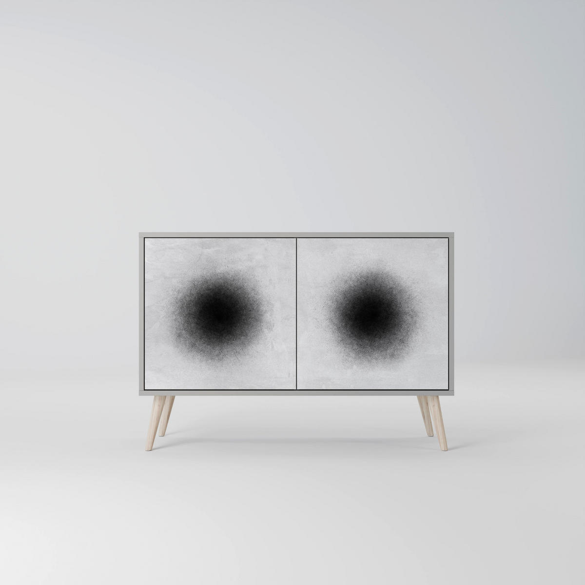 SIDEBOARD BLACK HOLE, Eicheneffekt, 111x42x77,5 cm, 2 Türen - Eichefarben/Buchefarben, Holzwerkstoff/Buchenholz (111/77.5/42cm) - SpaceRebels
