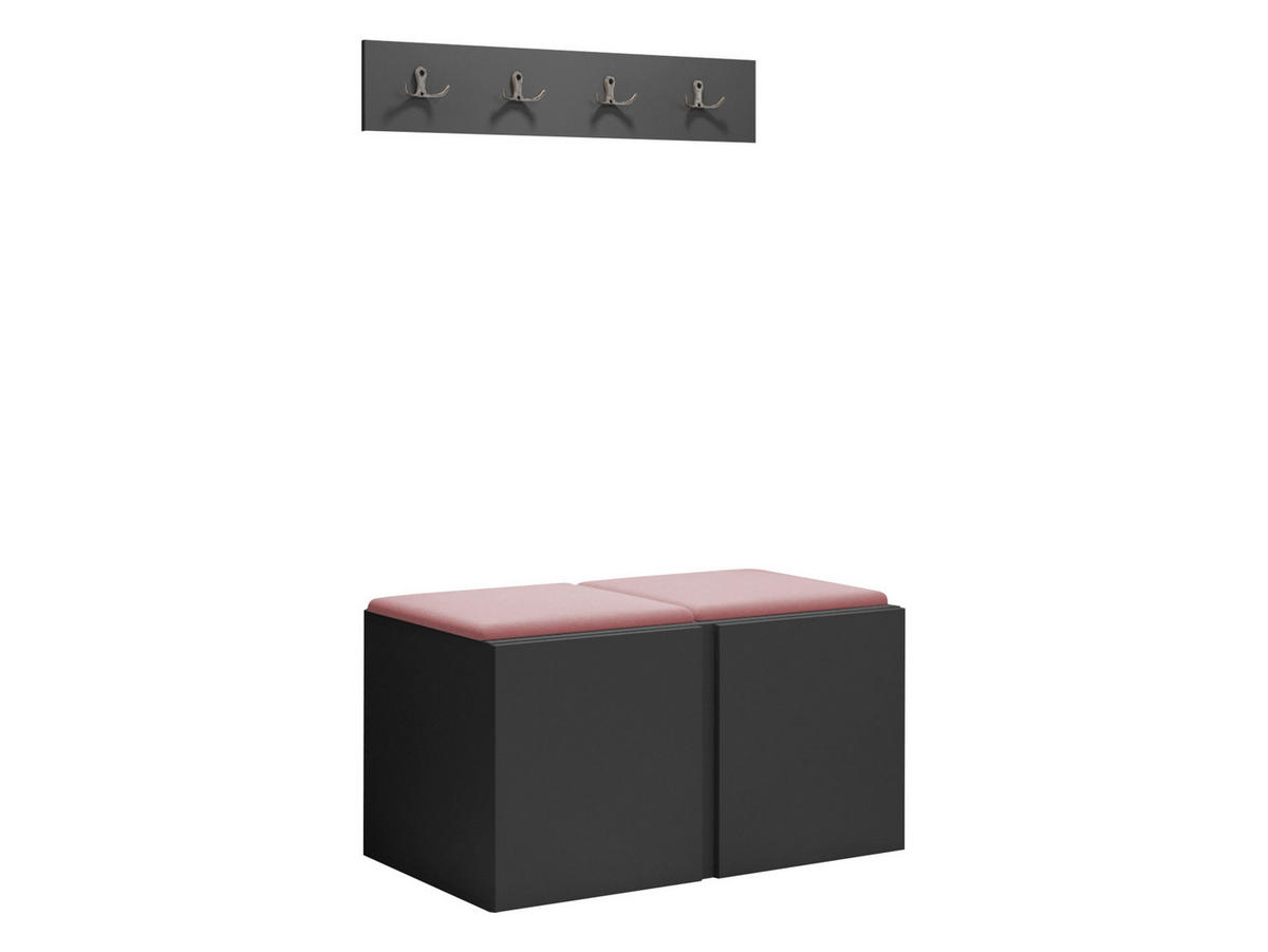 GARDEROBEN-SET Orion VI - Graphitfarben/Rosa, Holzwerkstoff/Kunststoff (84/42/46cm) - MIRJAN24