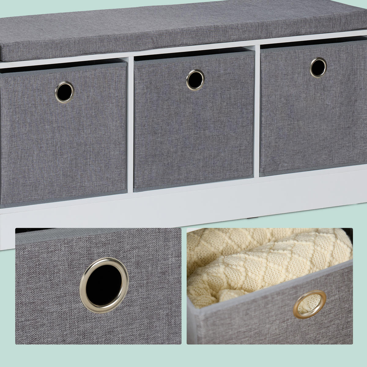 SITZBANK - Multicolor, Holzwerkstoff/Textil (102/46/32cm) - Relaxdays
