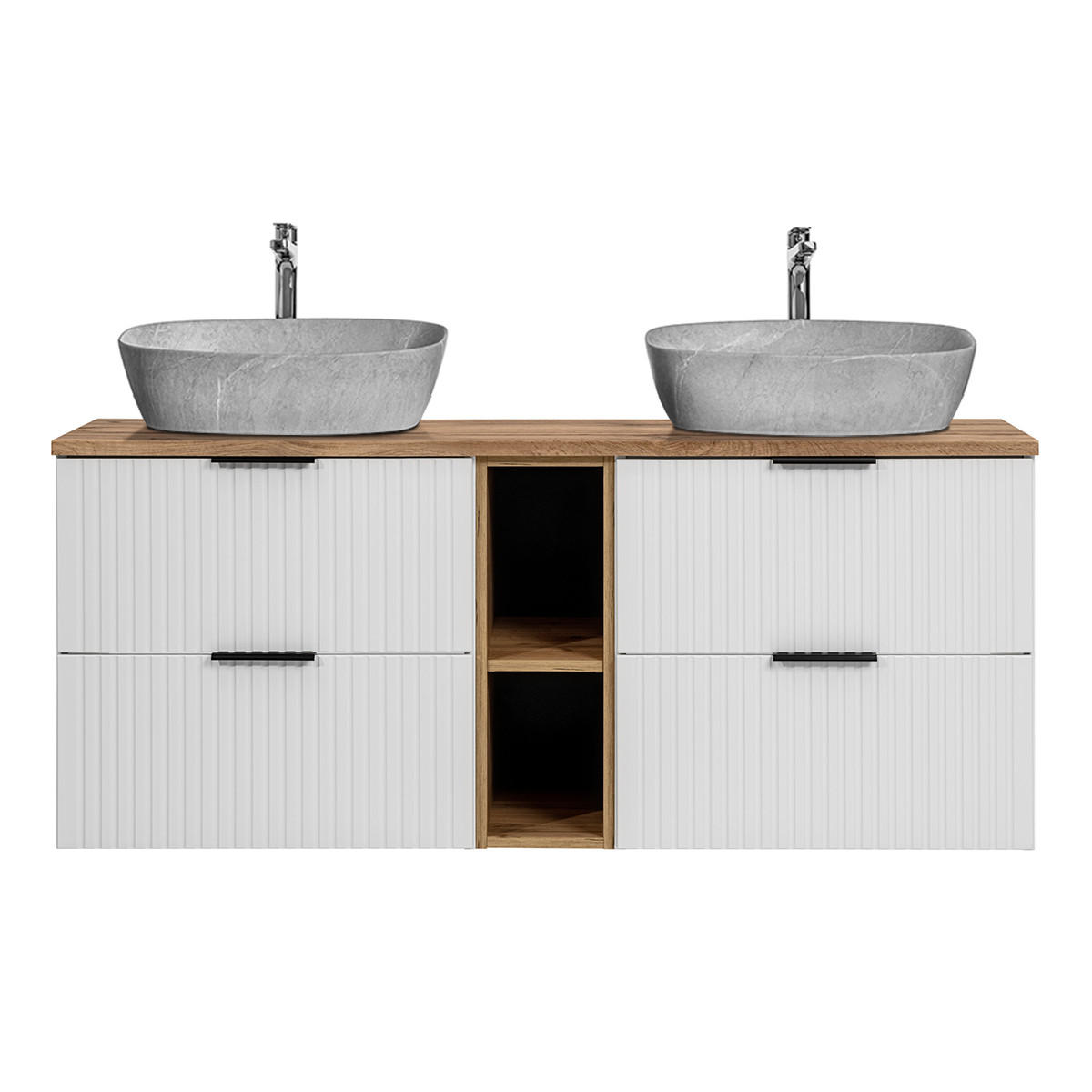 DOPPELWASCHTISCH 140.8cm Adriel Weiß - Weiß, Holzwerkstoff (140.8/59/46cm) - Petits-meubles