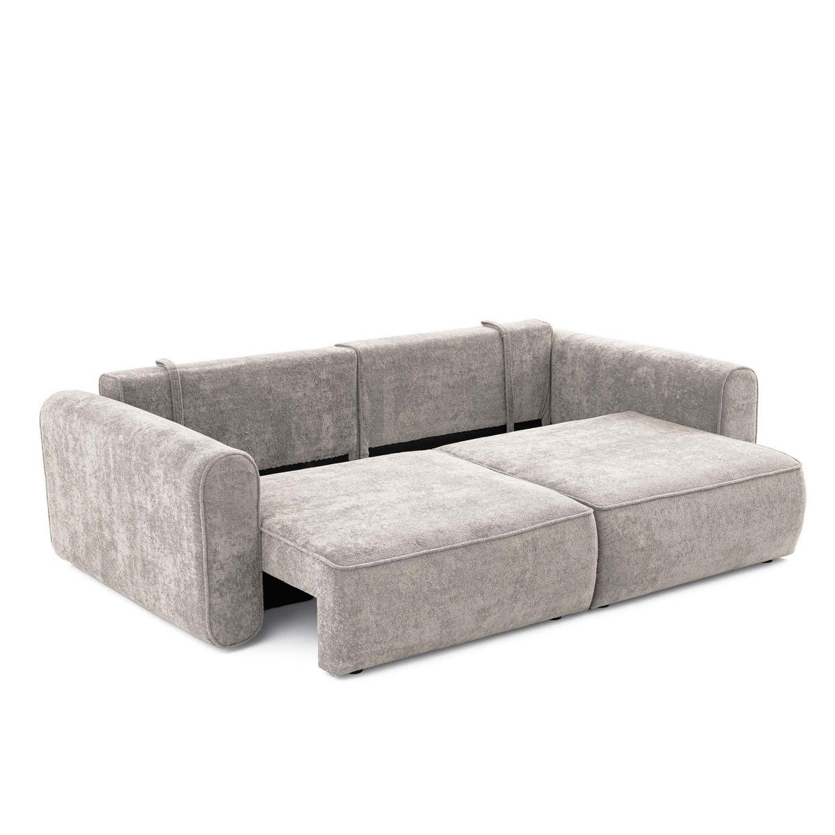 ECKSOFA MOTION mit Schlaffunktion 130x200 Webstoff Hellgrau - Hellgrau/Schwarz, Holz/Textil (250/166cm) - Muffo