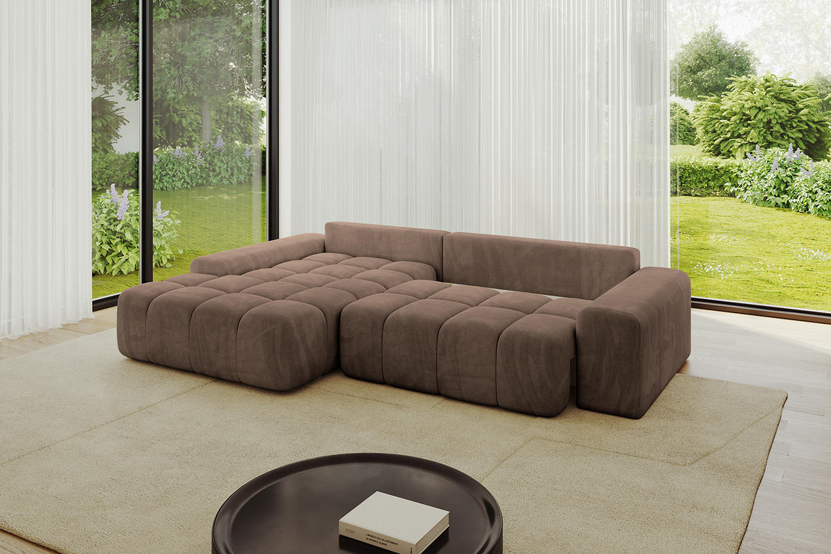 ECKSOFA Ottomane Links ENSI-L - 267x164x88 cm Braun - Braun, Holzwerkstoff/Kunststoff (267/164cm) - ALTDECOR