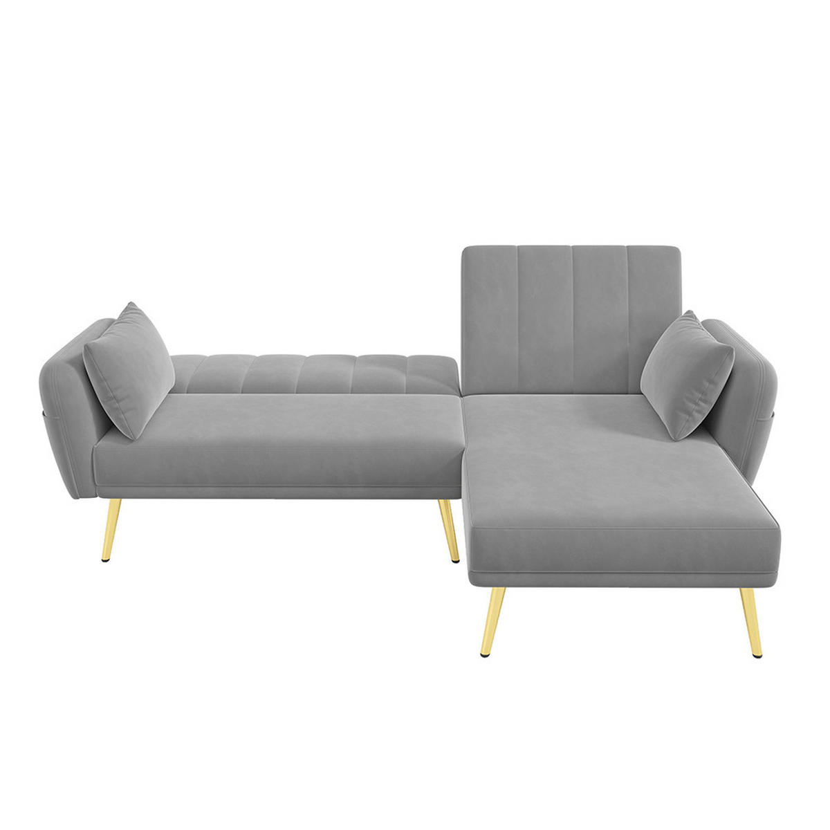 KLAPP-DOPPELSOFA mit Zusatzecke in Grau - Grau, Textil (130/80/191.5cm) - KOMHTOM