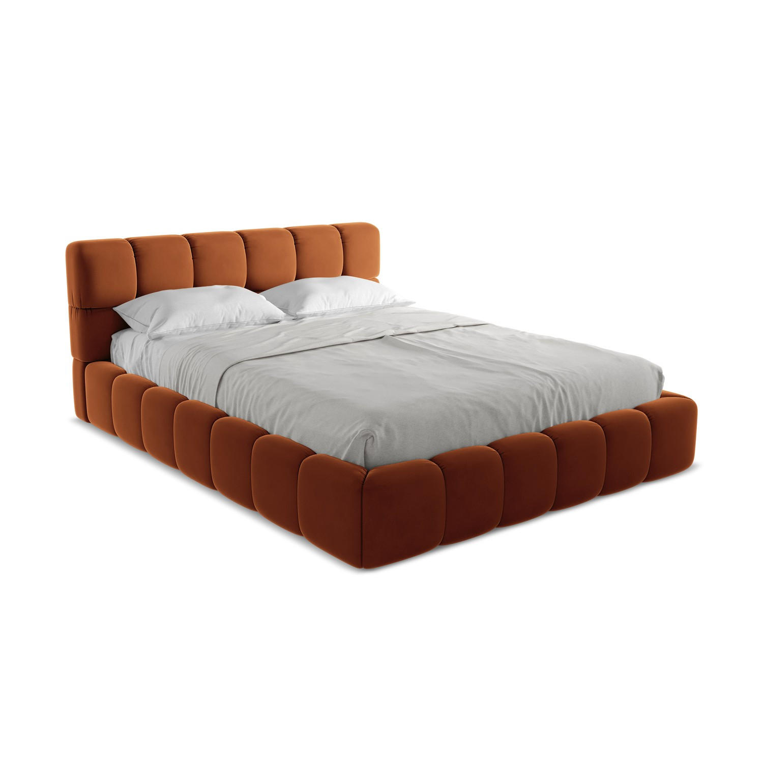 POLSTERBETT mit Bettkasten und Lattenrost 180x228 Orange - Terracotta/Schwarz, Kunststoff/Textil (160/200cm) - LaMiaSofa