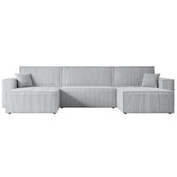WOHNLANDSCHAFT mit Schlaffunktion und Bettkasten CELTIC-XLU - 377x143x83 cm Grau Cord - Schwarz/Grau, Holzwerkstoff/Kunststoff (377/83/143cm) - ALTDECOR
