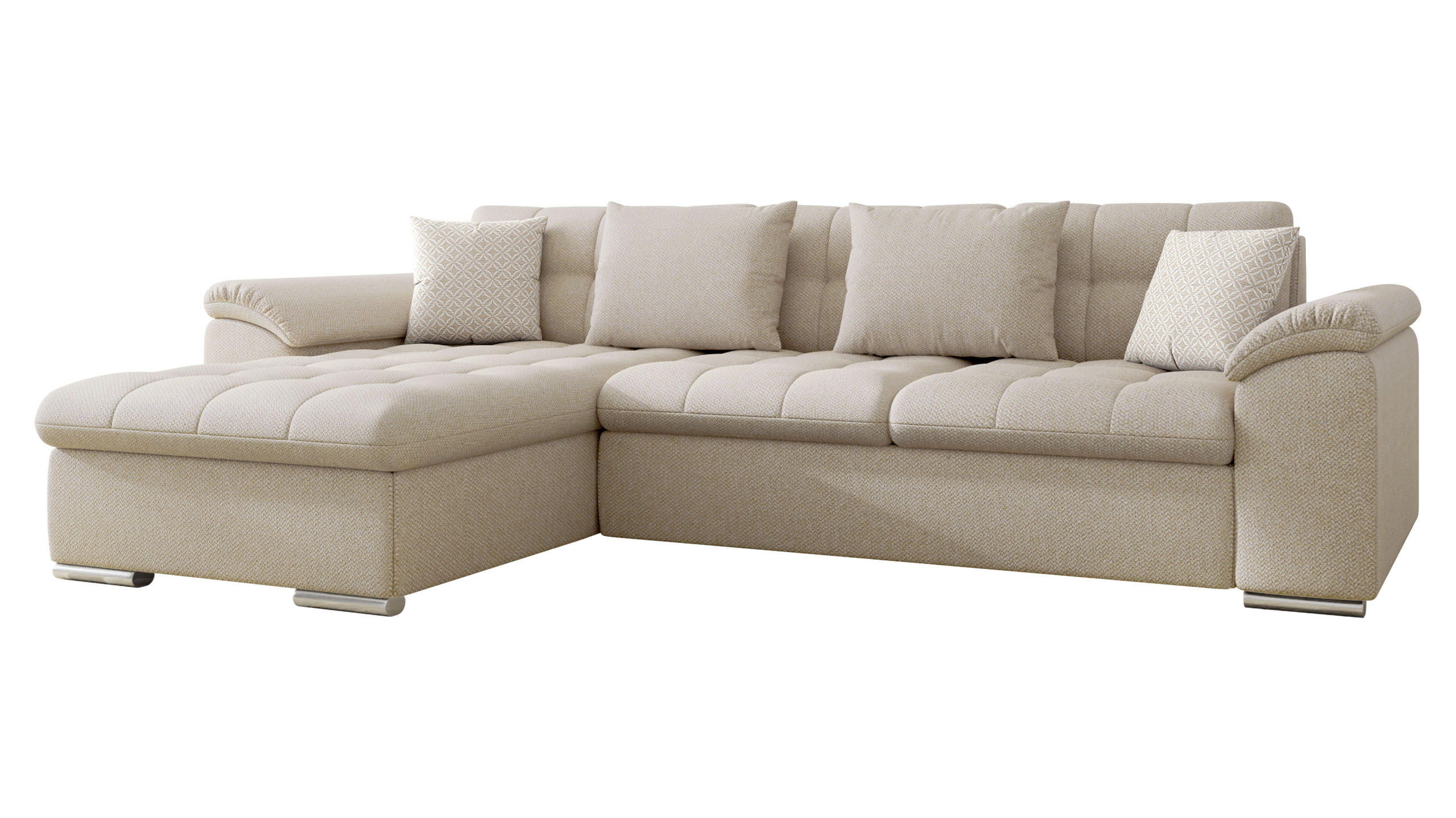 ECKSOFA Diana, Seite: Links - Creme, Holz/Textil (280/160cm) - MIRJAN24