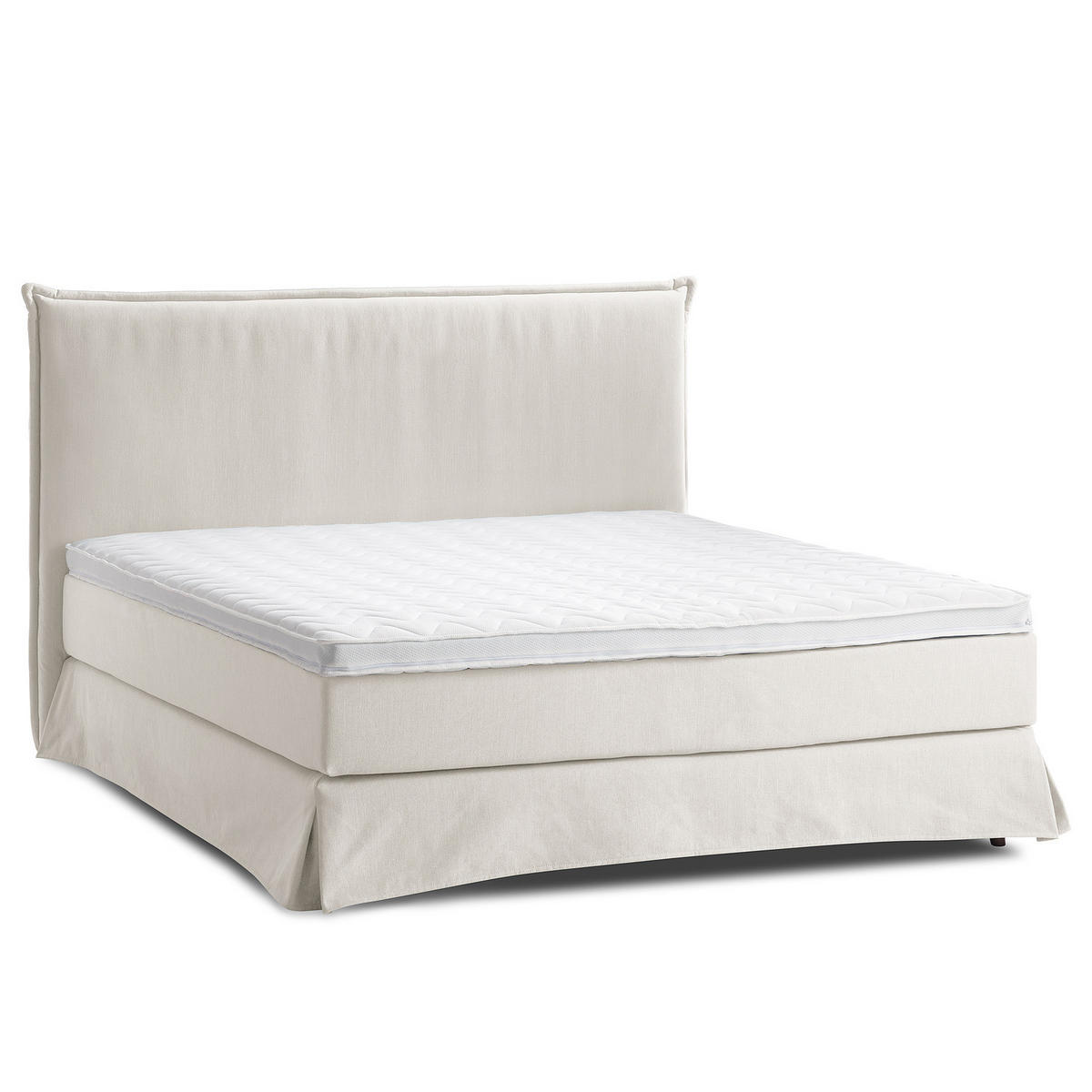 BOXSPRINGBETT mit Husse - Platinfarben, Textil (180/200cm) - home24