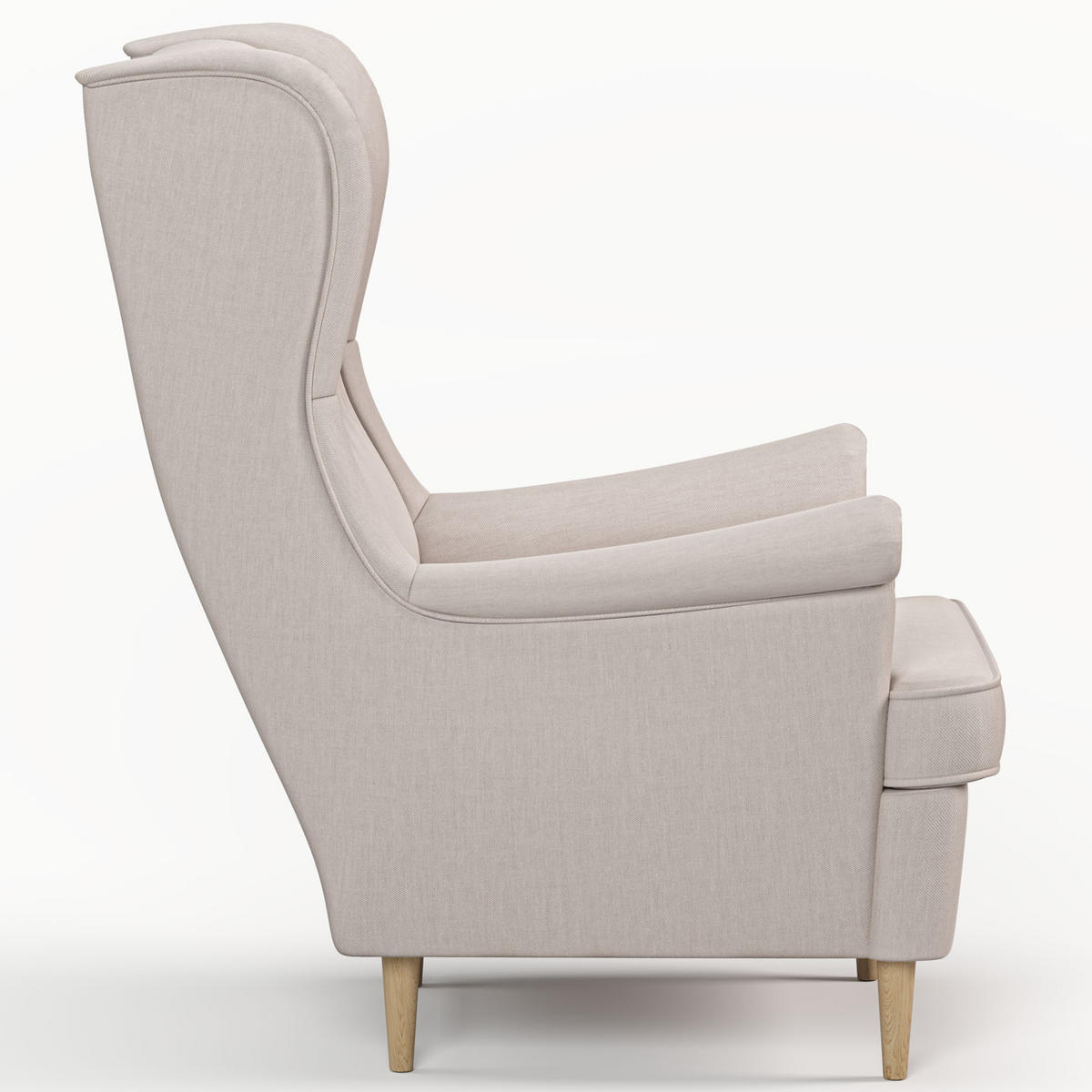 OHRENSESSEL Luno Beige klassisches Design Stoff ES-6 - Beige/Naturfarben, Holz/Textil (62/101/80cm) - Jana