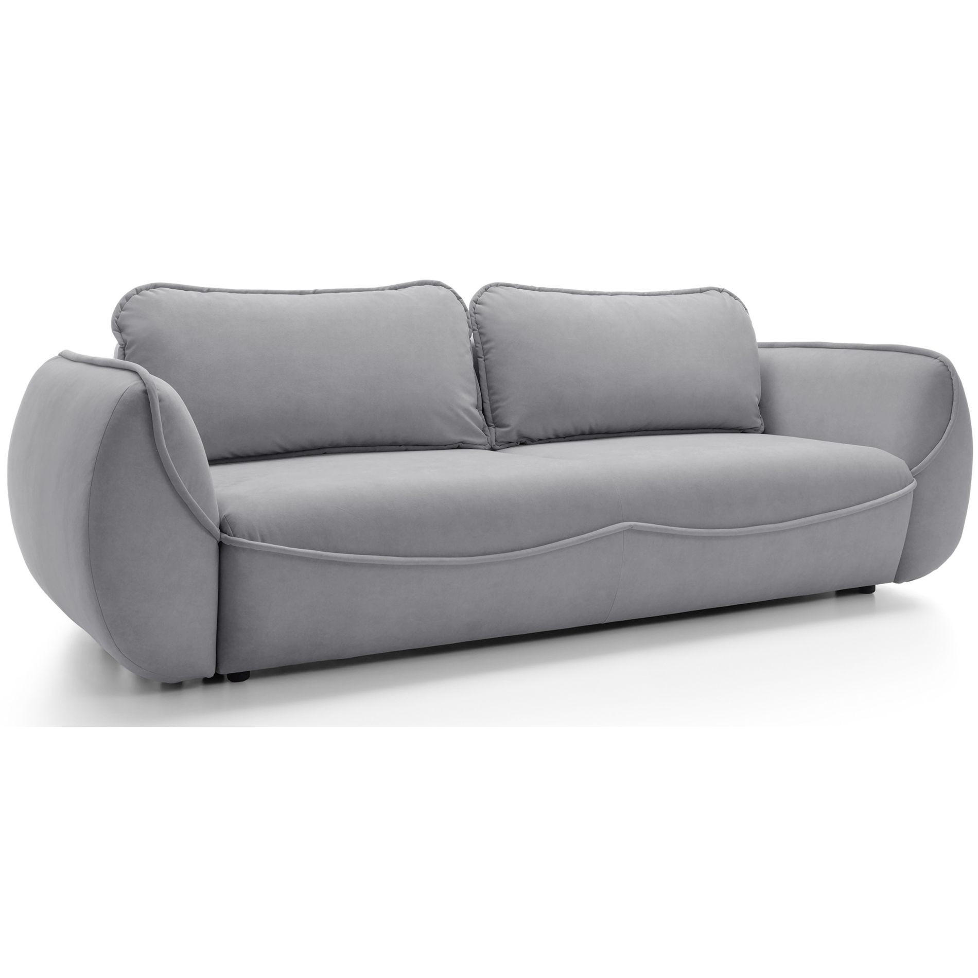 3-SITZER SOFA Cutie Hellgrau Easy-Clean-Velours - Hellgrau/Schwarz, Textil (257/90/114cm) - Selsey