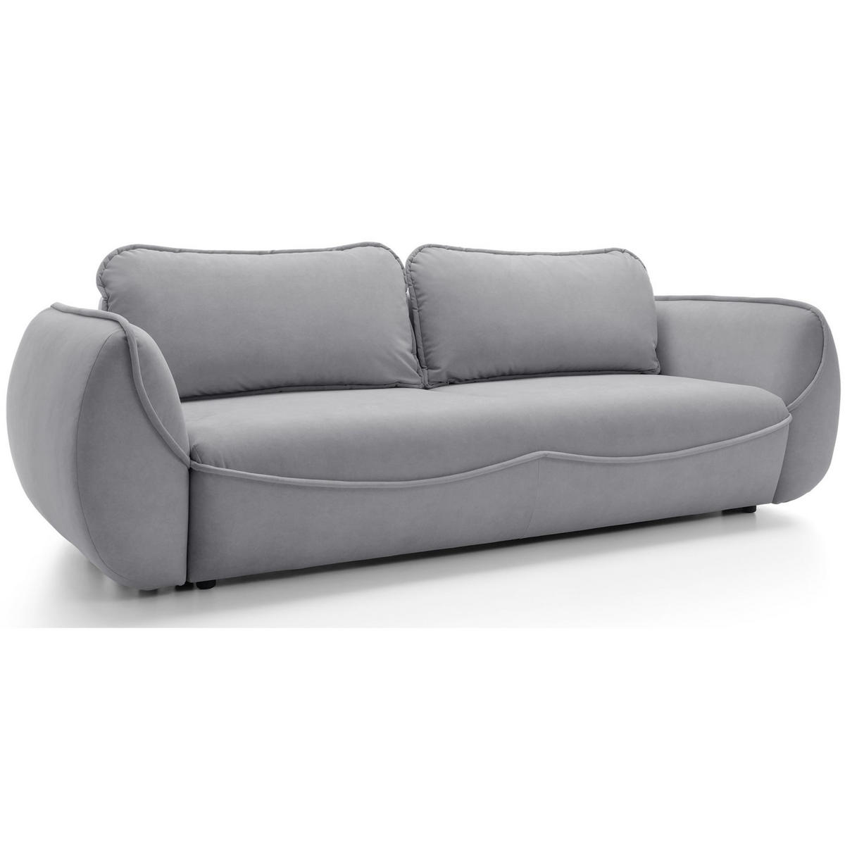 3-SITZER SOFA Cutie Hellgrau Easy-Clean-Velours - Hellgrau/Schwarz, Textil (257/90/114cm) - Selsey