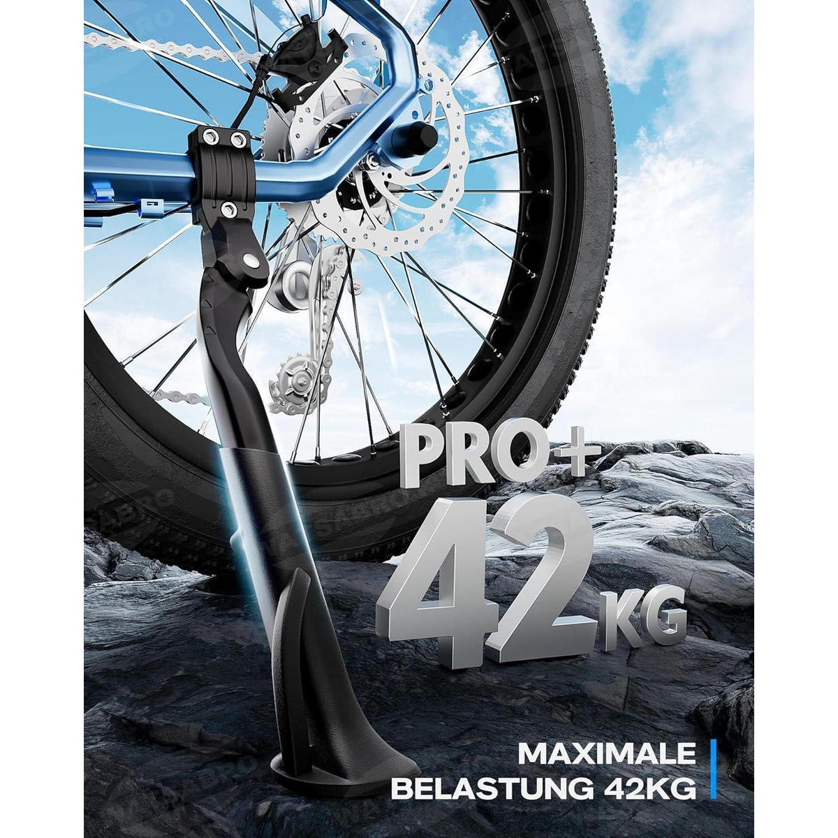 FAHRRADSTÄNDER höhenverstellbar mit gepunkteten Gummifüßen - Schwarz, Metall (1/1/40.5cm)