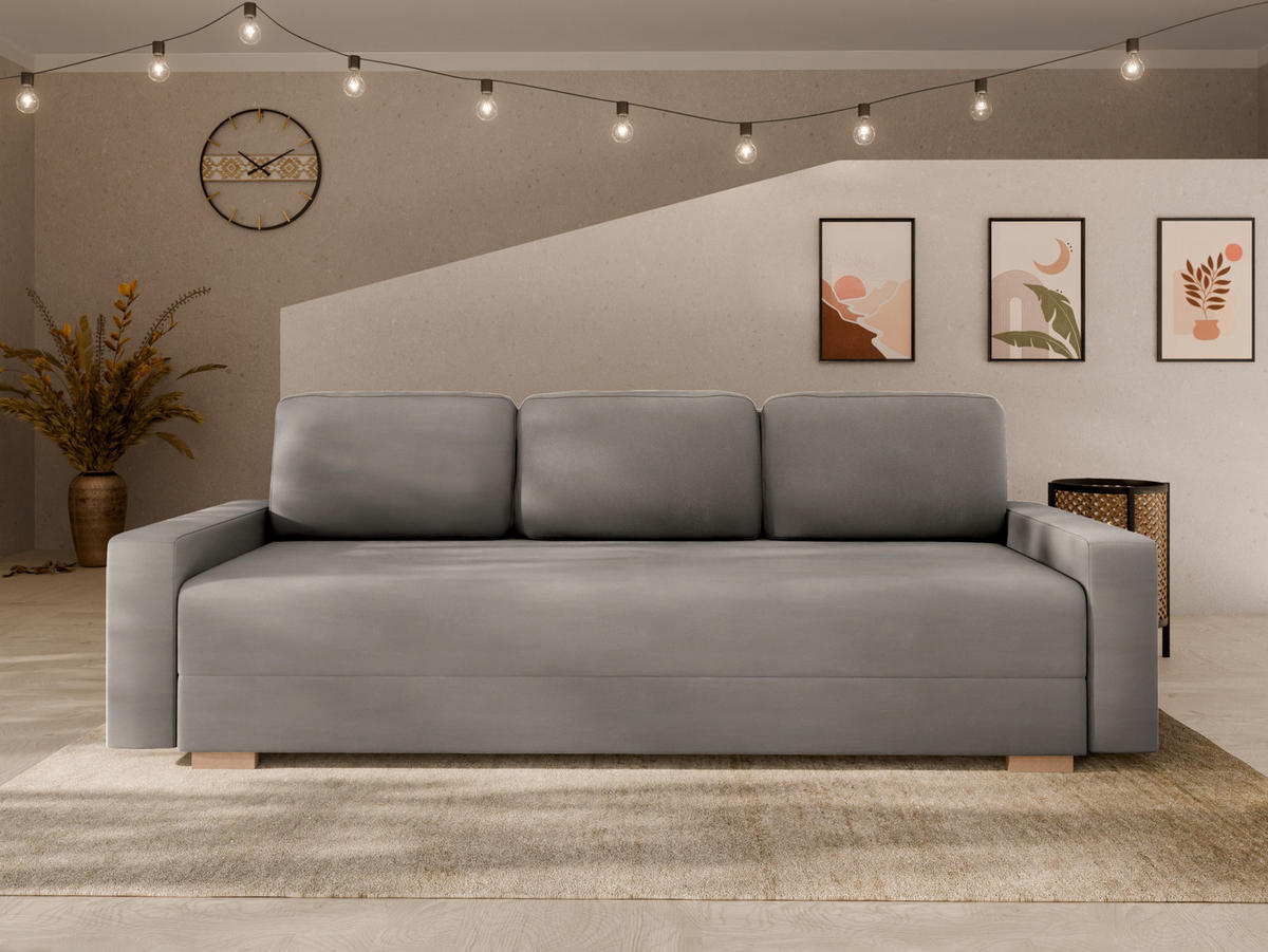 SCHLAFSOFA Celeste – modernes Design trifft auf höchsten Komfort, Mokka - Mokka, Holz (225/80/94cm) - Panda Möbel