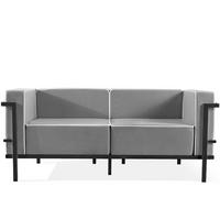 GARTENSOFA TRIGLO 2-Personen, Stahlrahmen, Modern, Dunkelgrau - Dunkelgrau/Schwarz, Textil/Metall (164/70/69cm) - KONSIMO®