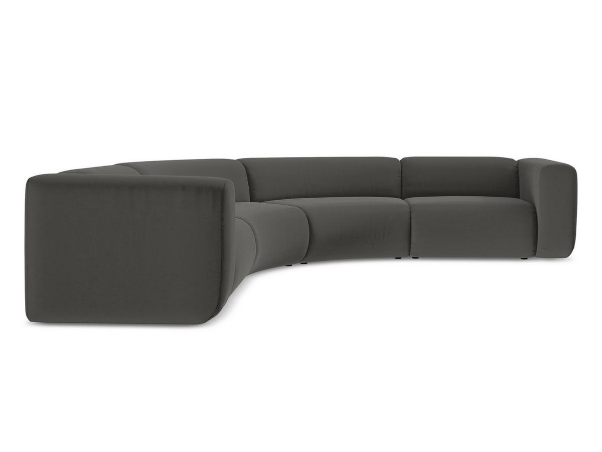 ECKSOFA Samt Stoff Grau - Dunkelgrau/Schwarz, Kunststoff/Textil (318/318cm) - Makamii