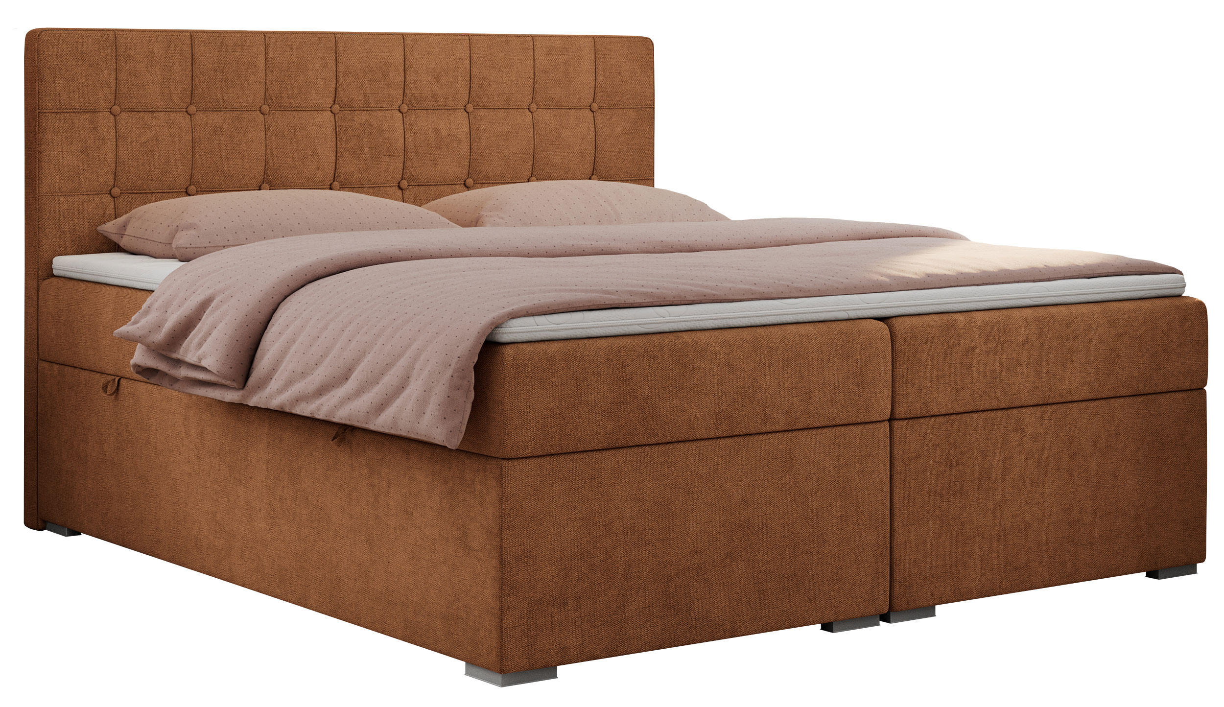 BOXBETT CARMEN 160/200 Orange Struktur - H3 - Orange, Holz/Textil (160/200cm) - MKS