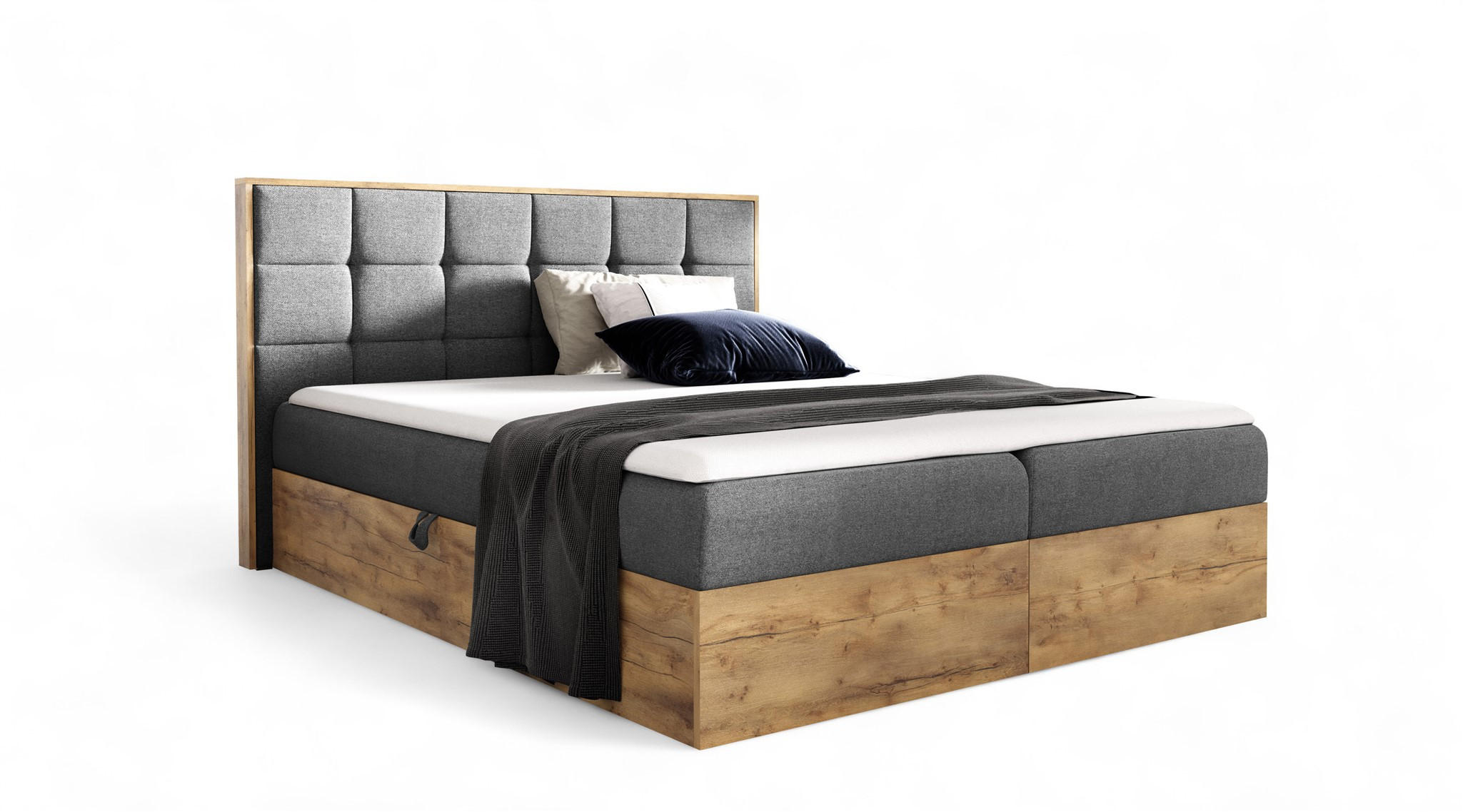 BOXBETT Kalypso überlänge Faro - Grau, Holzwerkstoff/Textil (200/220cm) - Fun Möbel
