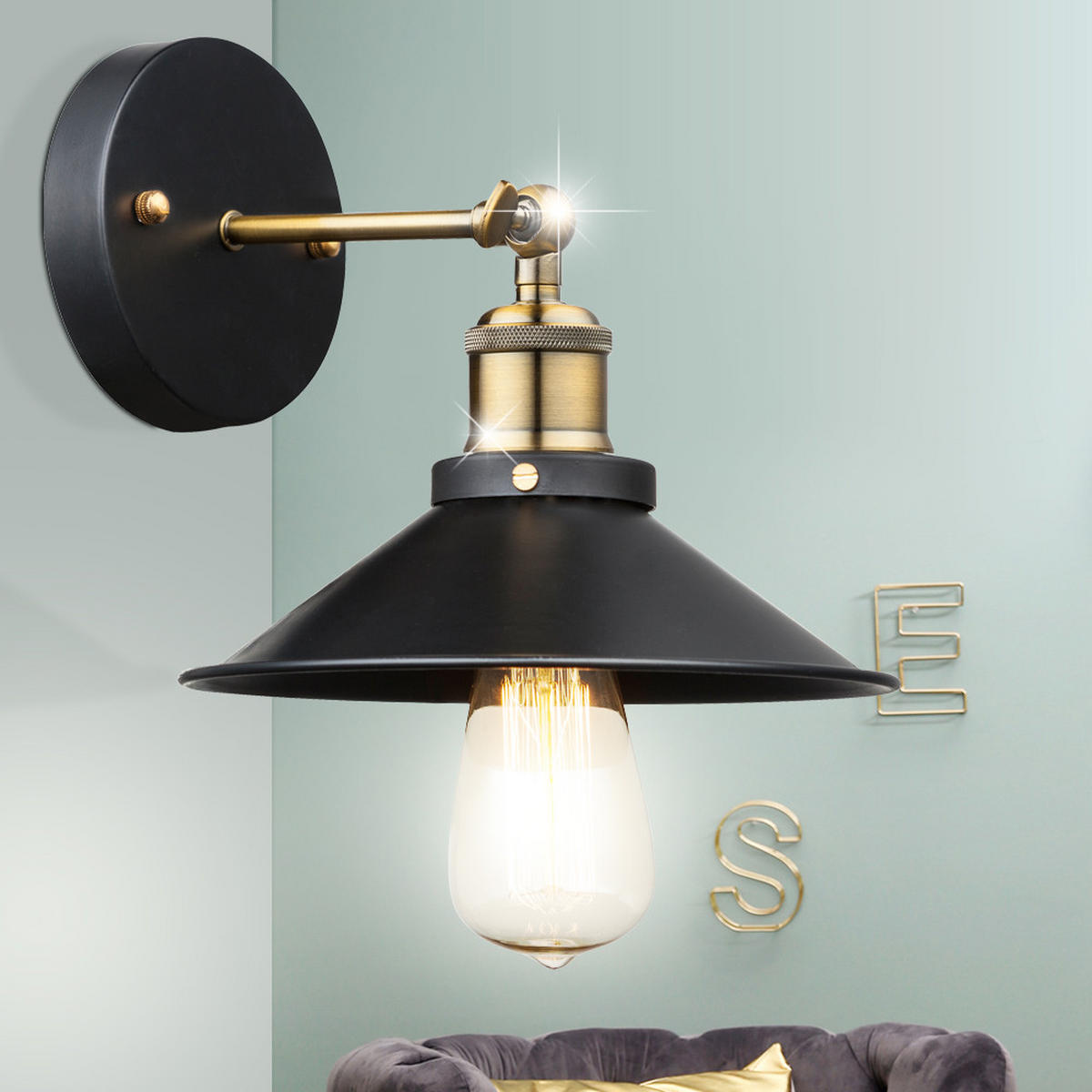 WANDLEUCHTE LENIUS Metall Schwarz - Schwarz, Metall (22/20/26cm) - Globo Lighting