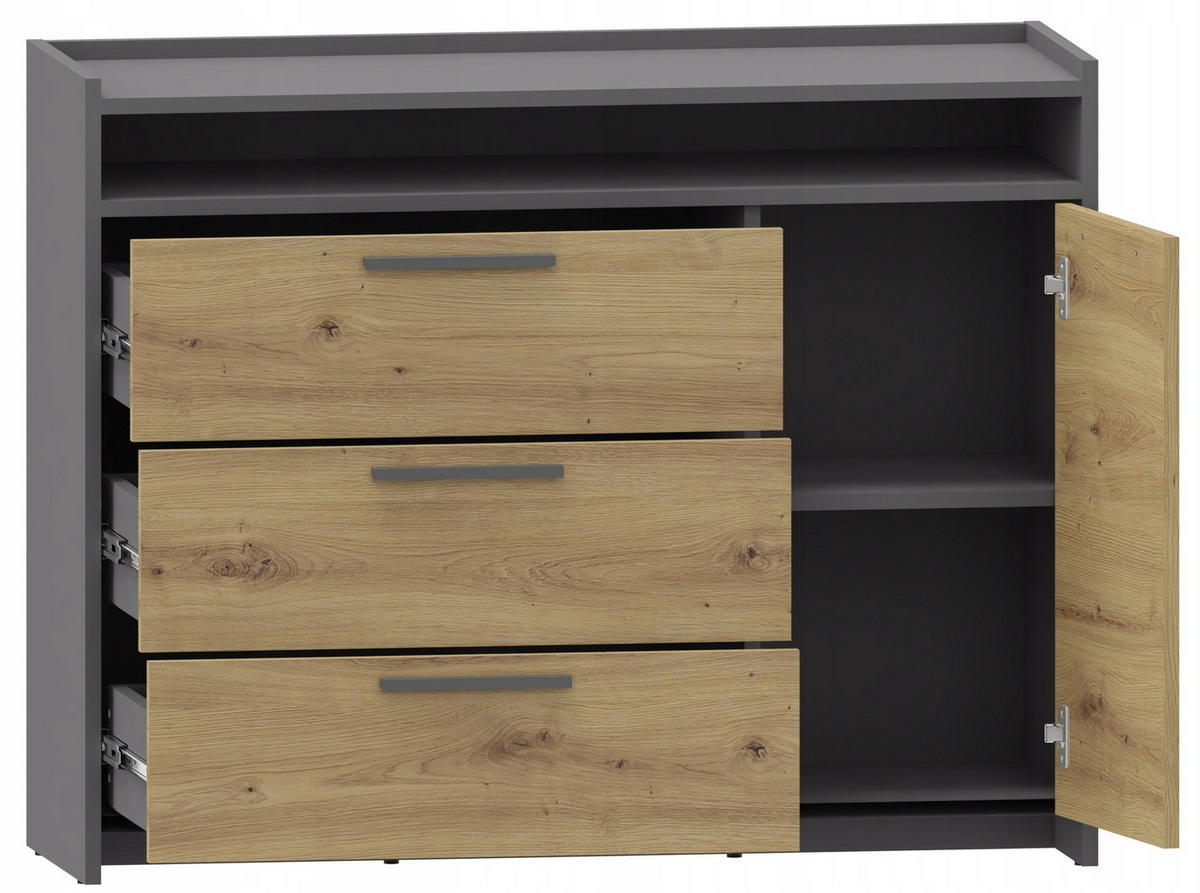 KOMMODE ALTIVO 1D3SWO Anthrazit-Artisan Eiche 101,6/35,9/80,6 cm - Anthrazit/Eiche Artisan, Holzwerkstoff (101.6/80.6/35.9cm) - Matkam Möbel