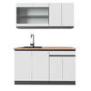 SINGLEKÜCHE R-Line Weiß/Anthrazit 140 cm, AP Eiche - Anthrazit/Weiß, Holzwerkstoff (140/81.6/60cm) - Vicco