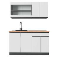 SINGLEKÜCHE R-Line Weiß/Anthrazit 140 cm, AP Eiche - Anthrazit/Weiß, Holzwerkstoff (140/81.6/60cm) - Vicco