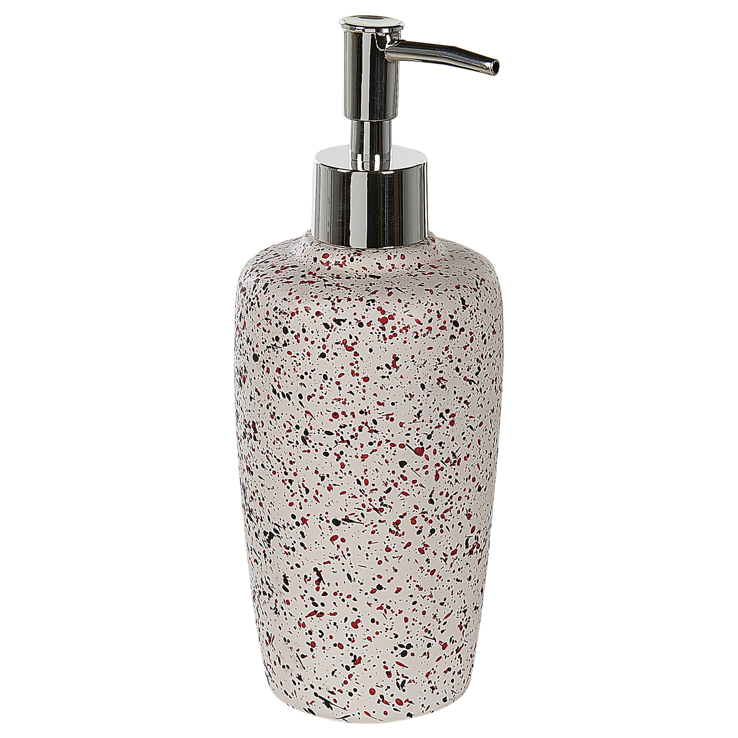 BADEZIMMER Set 6-teilig Keramik weiß Terrazzo Optik Palmilla - Rot/Schwarz, Stein (13/20/11cm) - Beliani