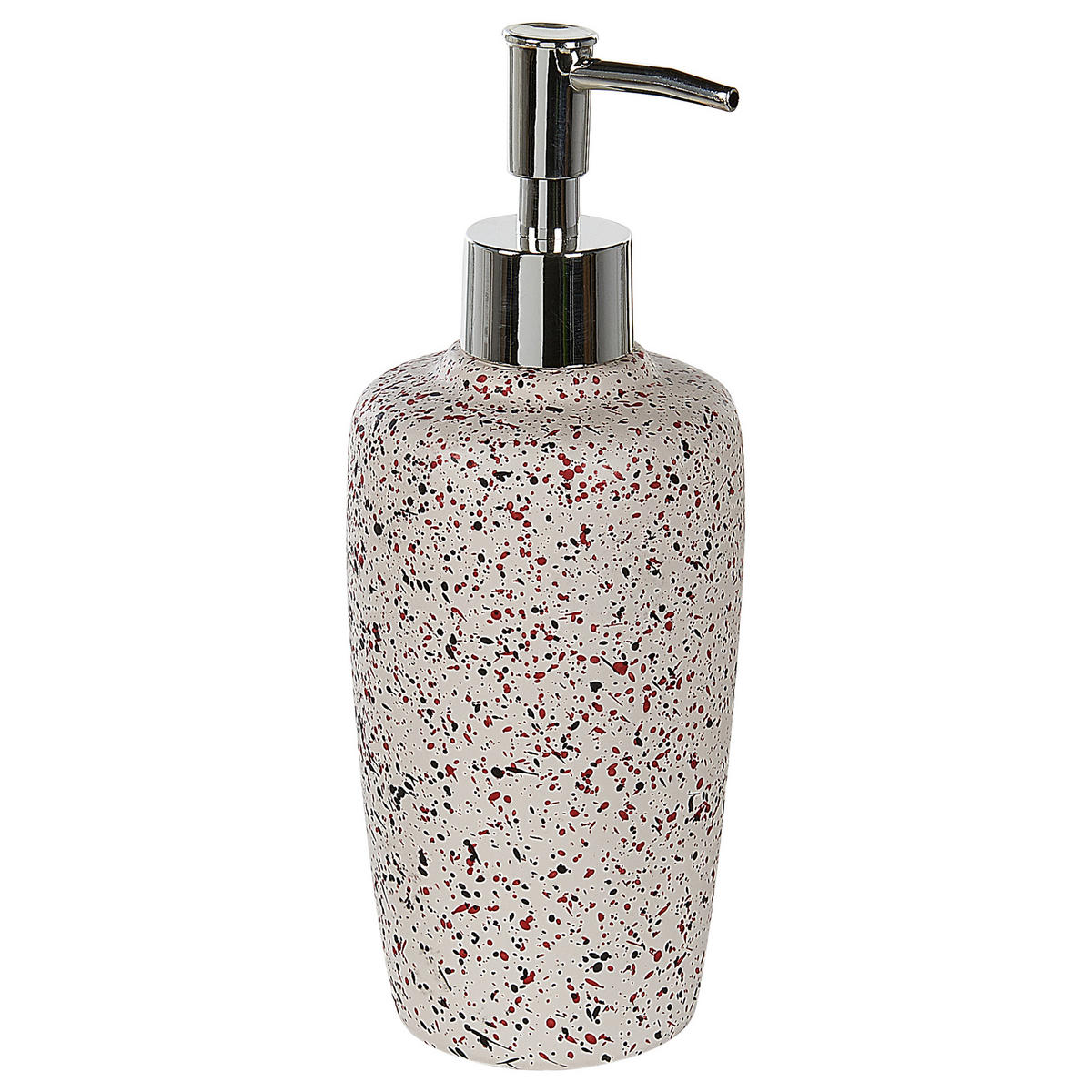 BADEZIMMER Set 6-teilig Keramik weiß Terrazzo Optik Palmilla - Rot/Schwarz, Stein (13/20/11cm) - Beliani
