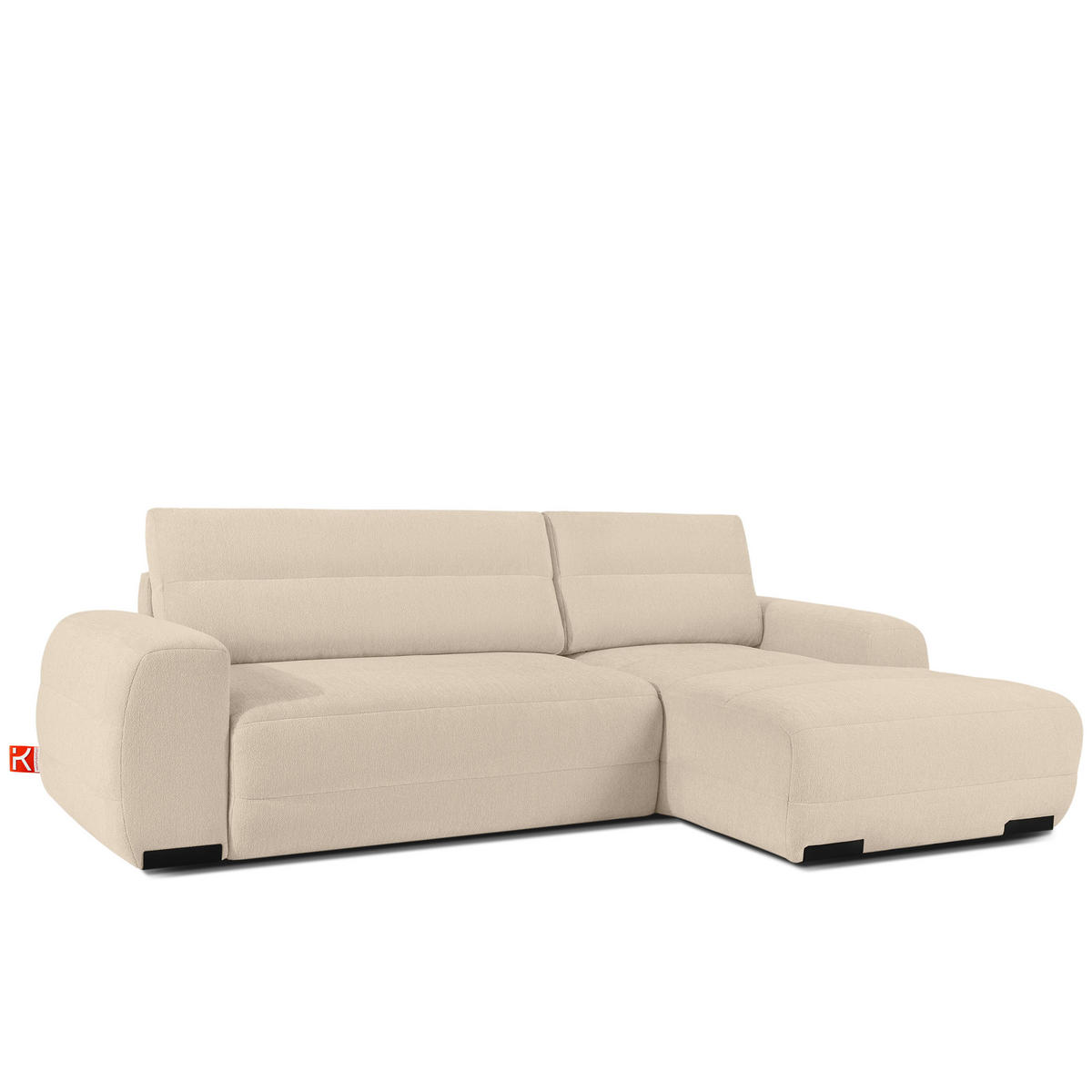 ECKSOFA RECHTS BLUME, Cremefarbe - Creme, Holz/Holzwerkstoff (271/164cm) - KONSIMO®