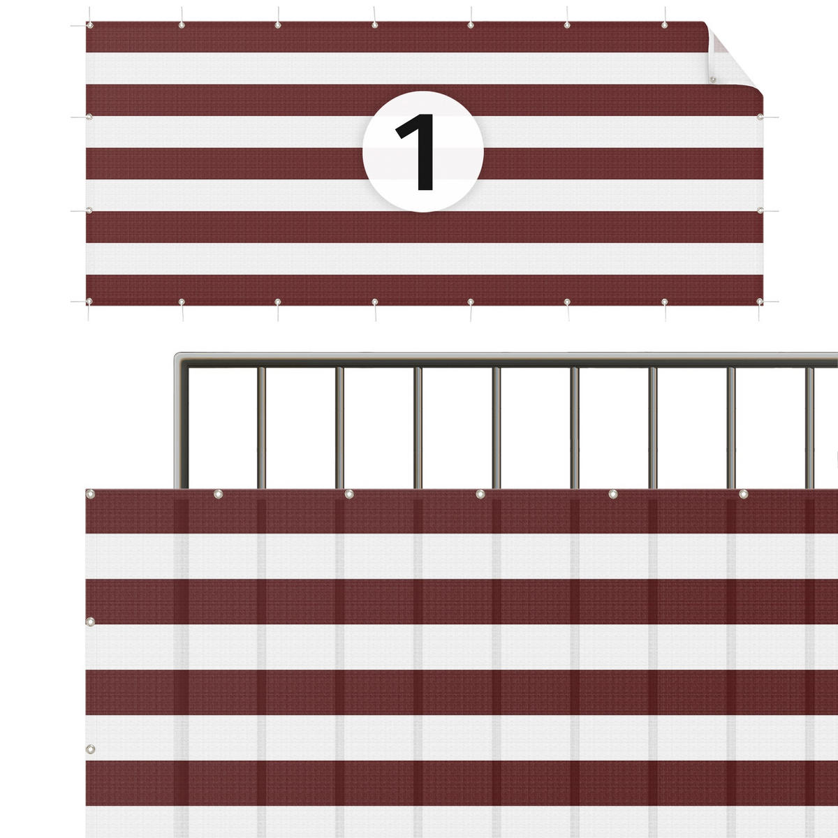 BALKON SICHTSCHUTZ Querstreifen in Dunkel Rot 250/75 cm - Rot, Kunststoff (250/75cm) - Bilderwelten