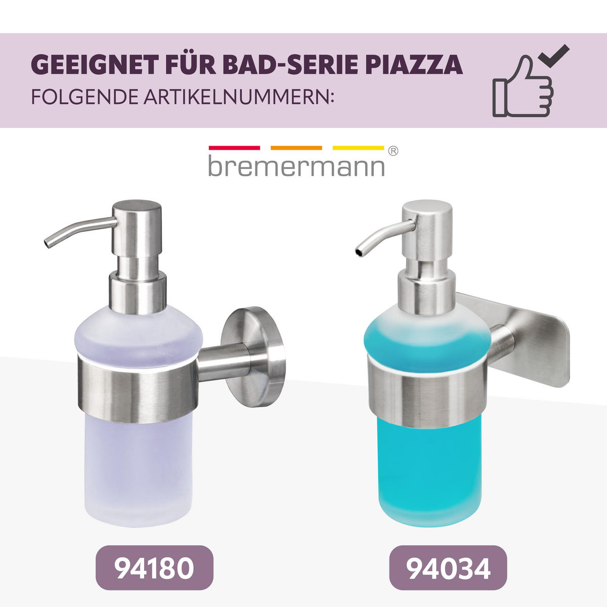 ERSATZ-SEIFENSPENDERPUMPKOPF PIAZZA 2er-Set, Edelstahl, matt - Edelstahlfarben, Metall (3/16.5/7cm) - bremermann