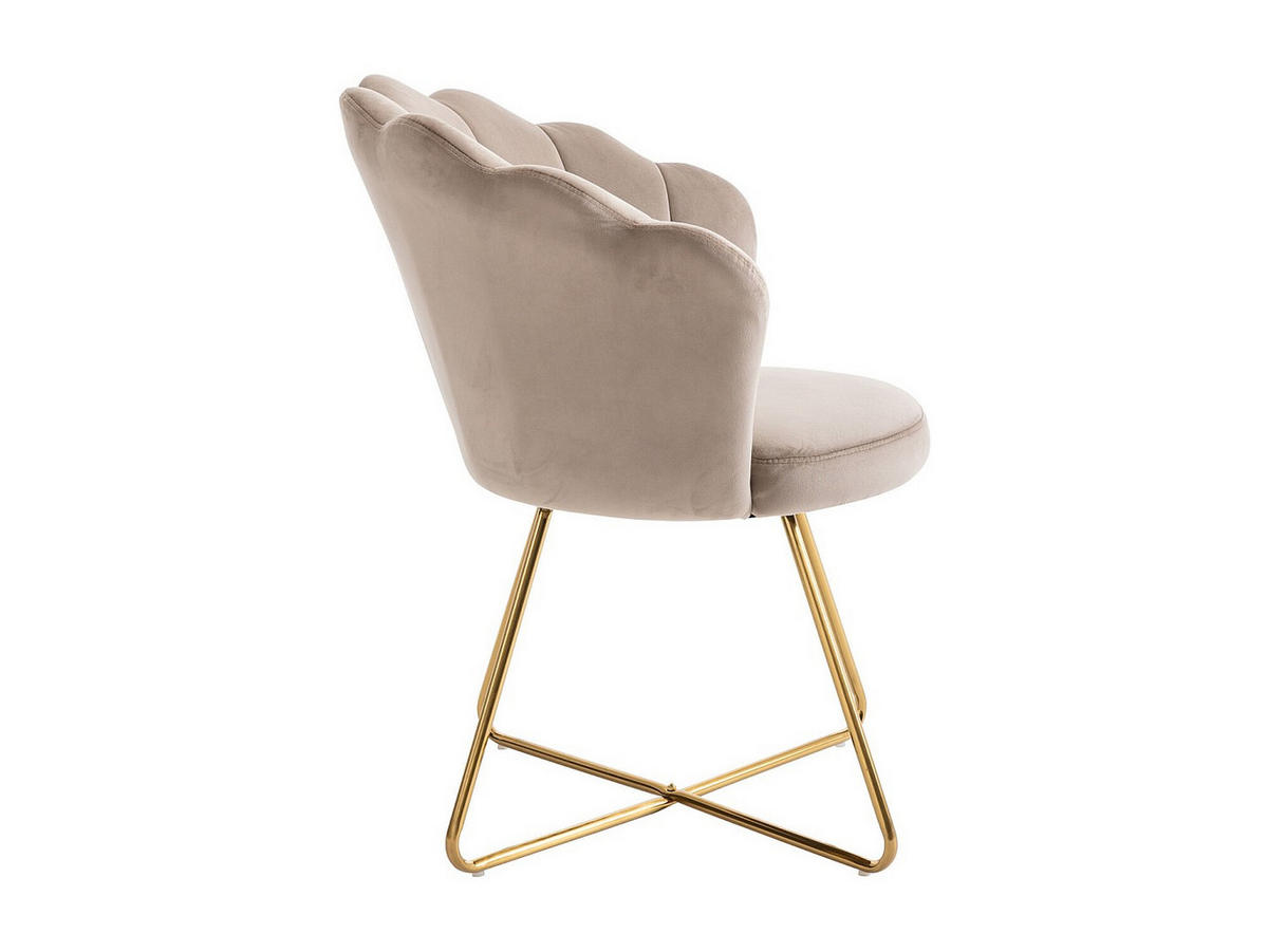 STUHL 6er-Set - Samt & Metall - Beige & Goldfarben - FIORI II - Beige, Textil (69/85.5/64cm) - Vente-Unique