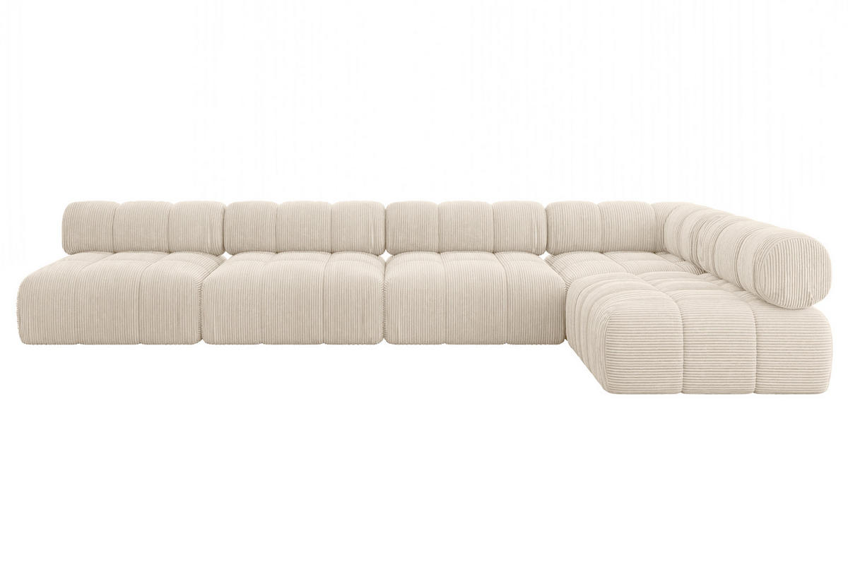 ECKSOFA modulares Sofa Samaro-L3 - 380x190x70 cm Beige Cord - Beige, Holzwerkstoff/Textil (380/190cm) - ALTDECOR